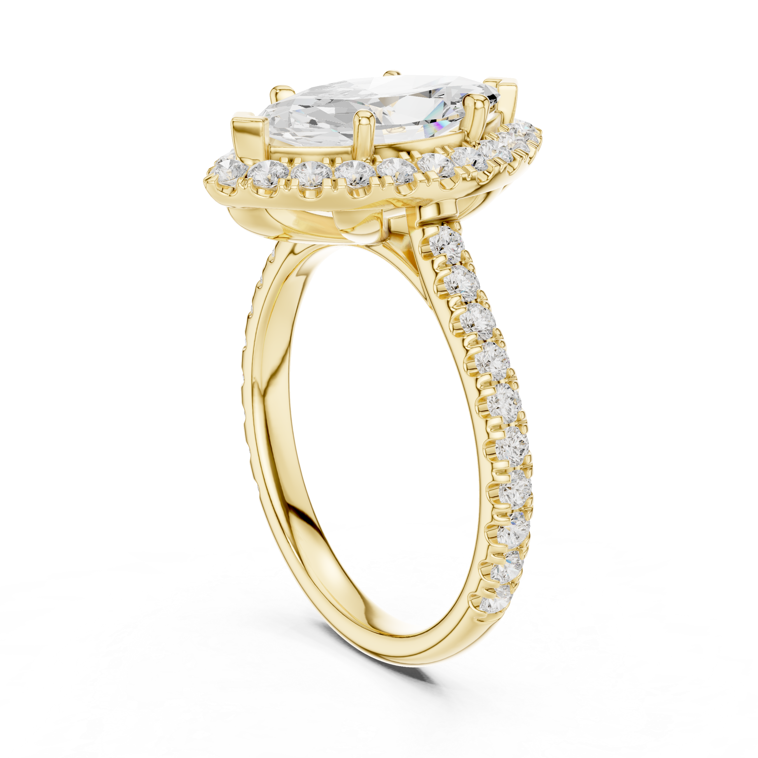Marquise Halo Split Diamond Ring