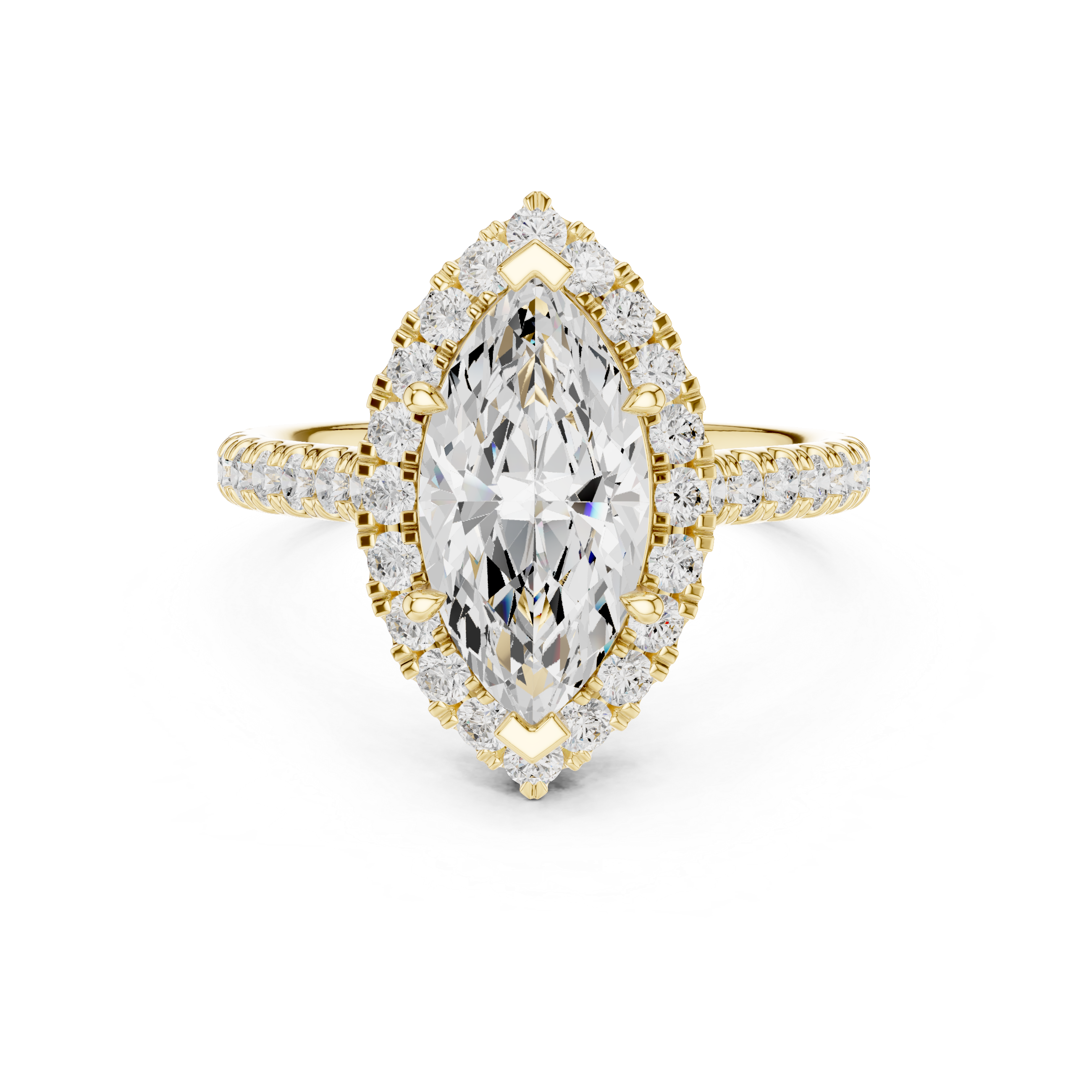 Marquise Halo Split Diamond Ring