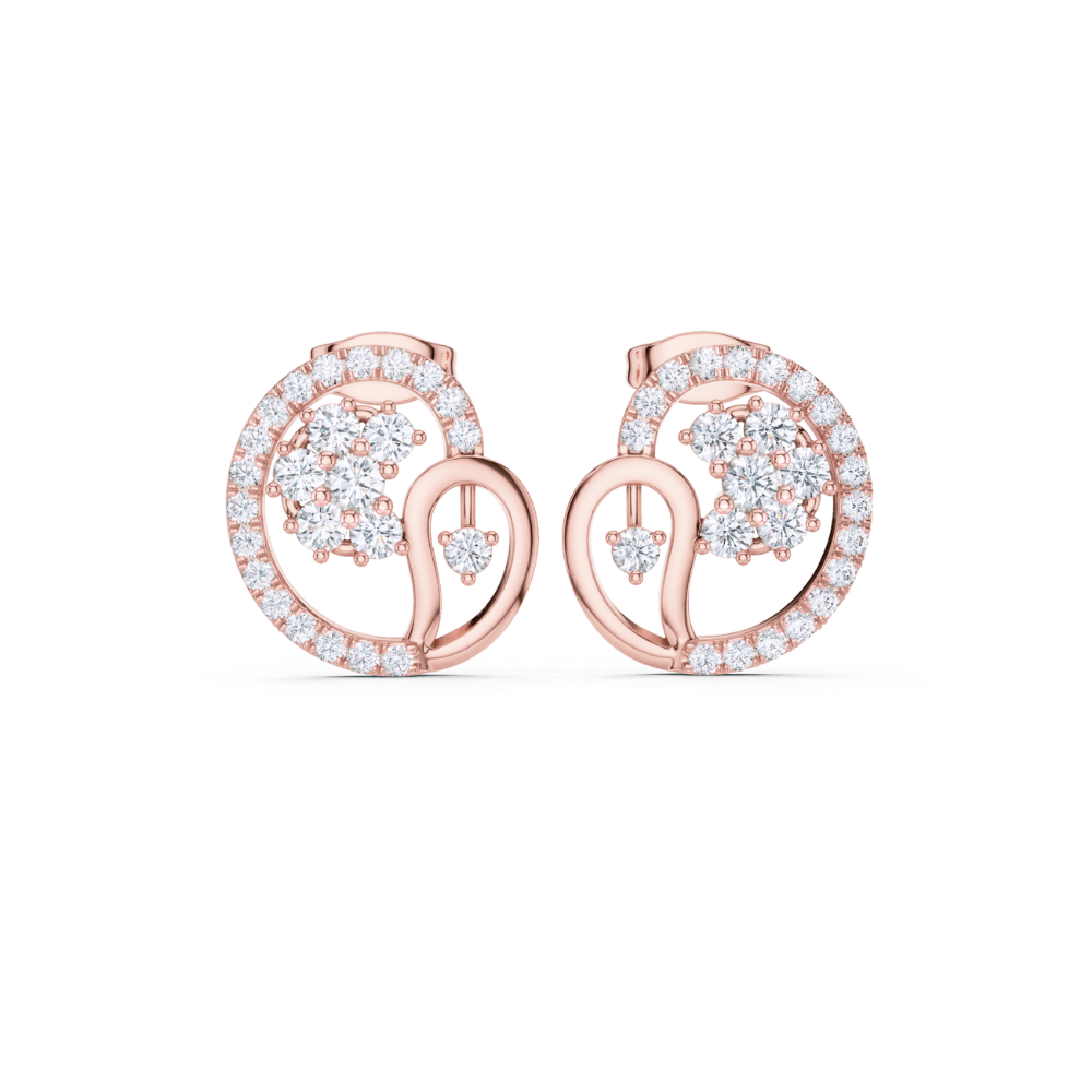 Floral Paisley Diamond Stud Earrings