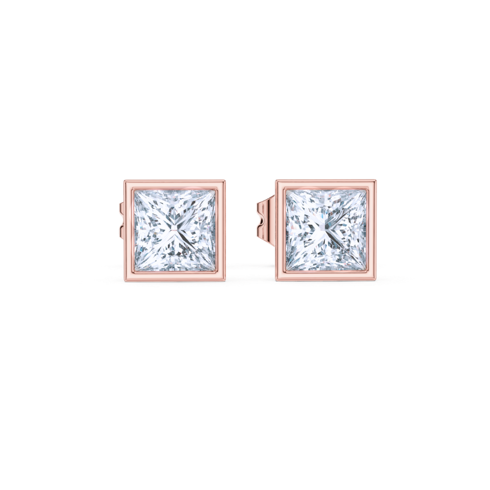 Modern Bezel Square Stud Earrings