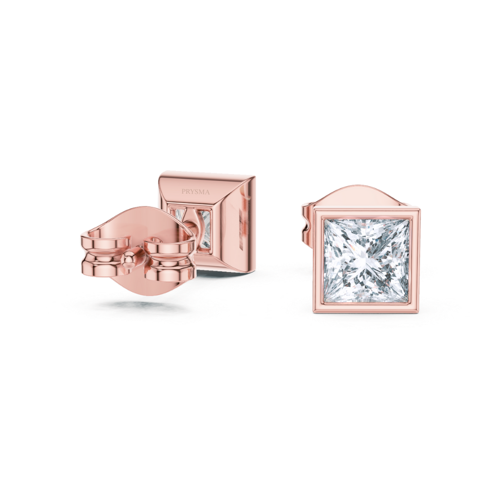 Modern Bezel Square Stud Earrings
