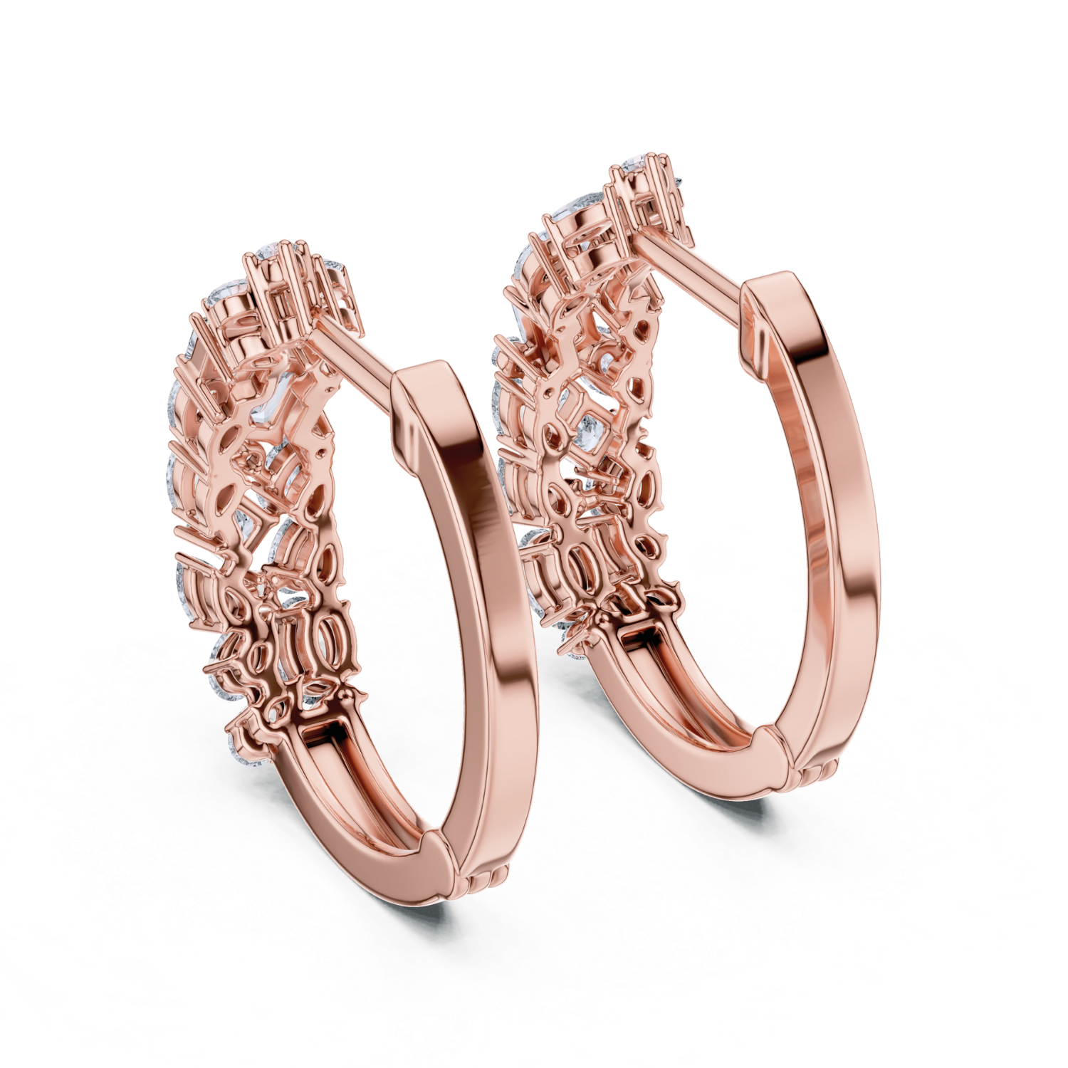 Radiant Bloom Diamond Huggie Hoops