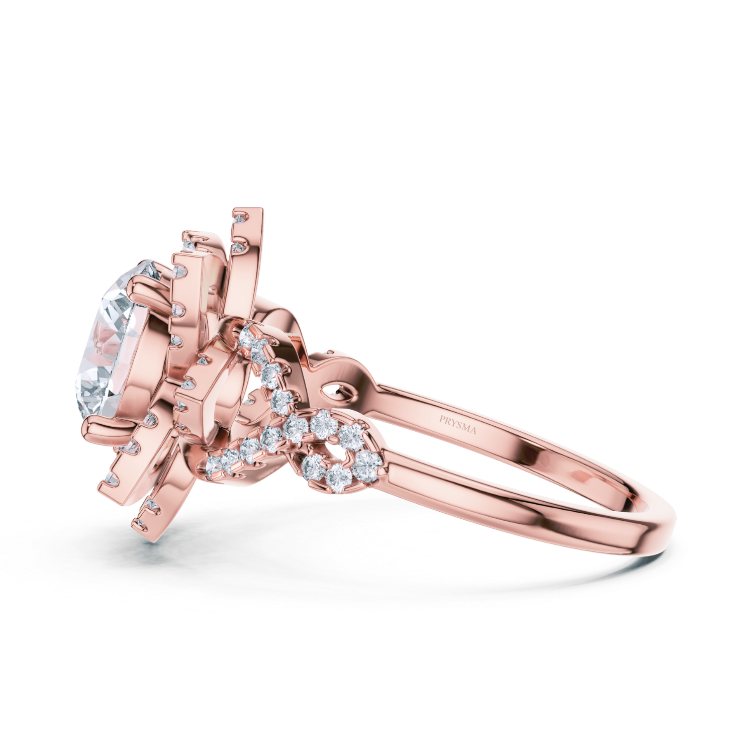 Floral Halo Round Diamond Ring