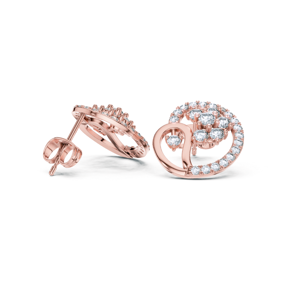 Floral Paisley Diamond Stud Earrings