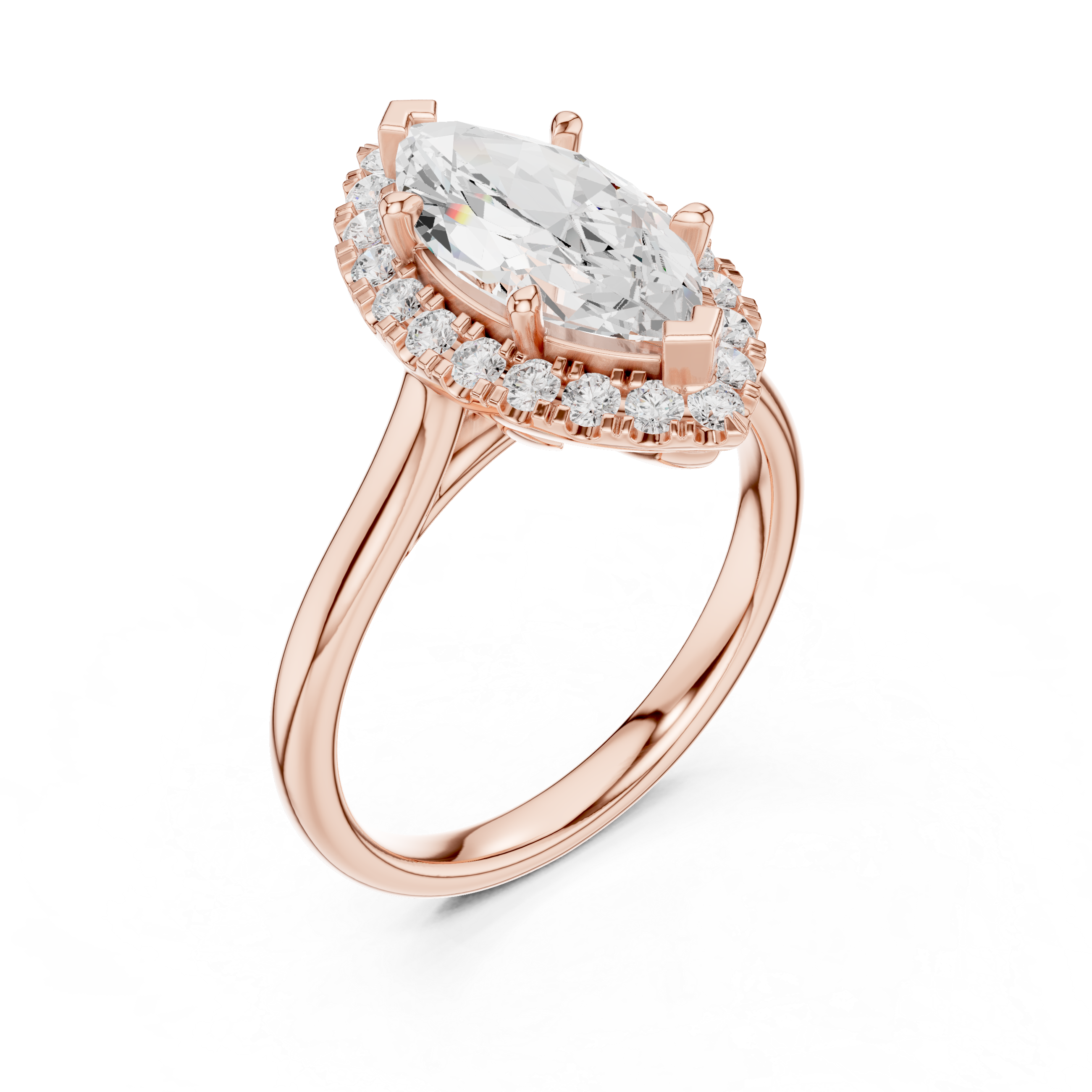 Marquise Halo Split Shank Diamond Ring