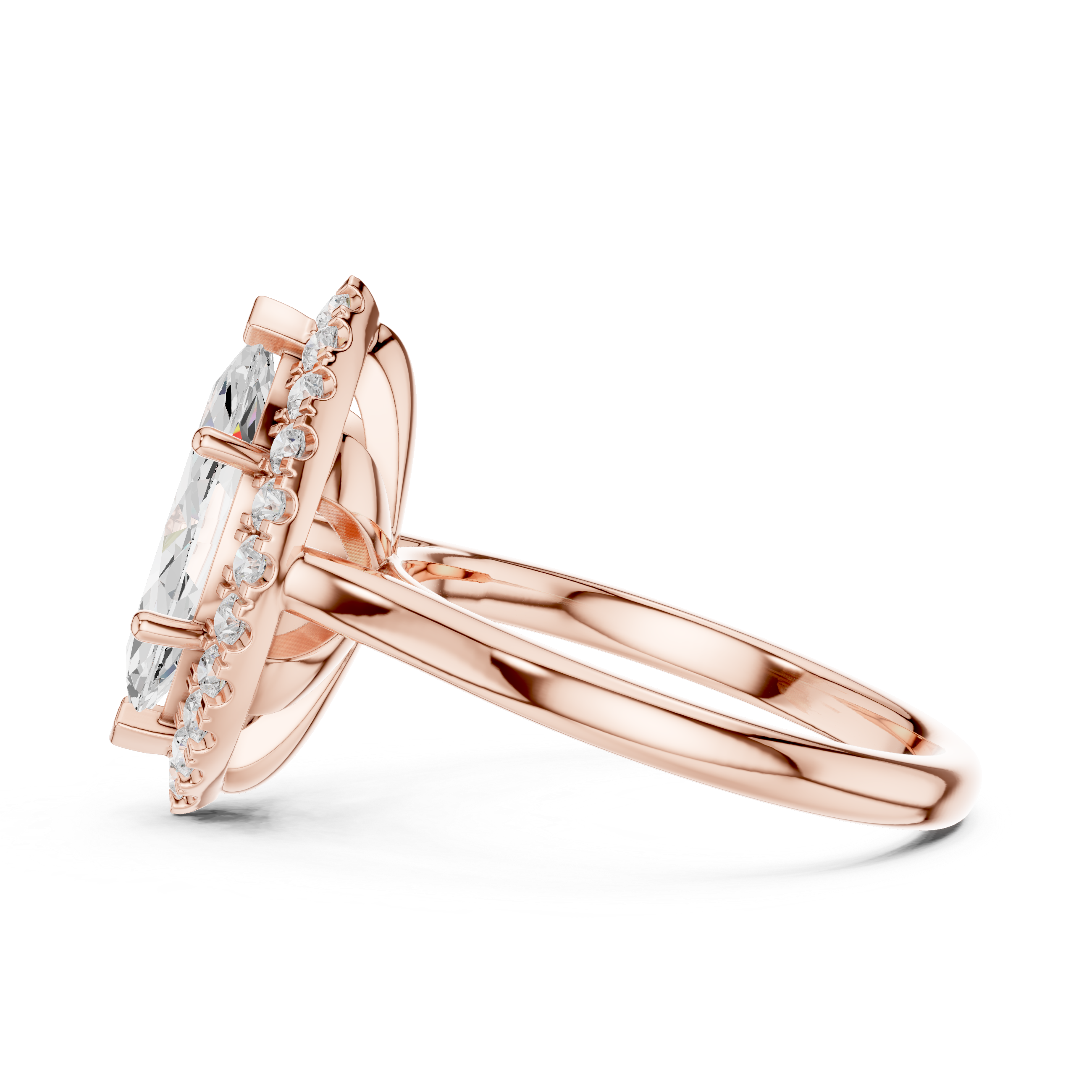 Marquise Halo Split Shank Diamond Ring