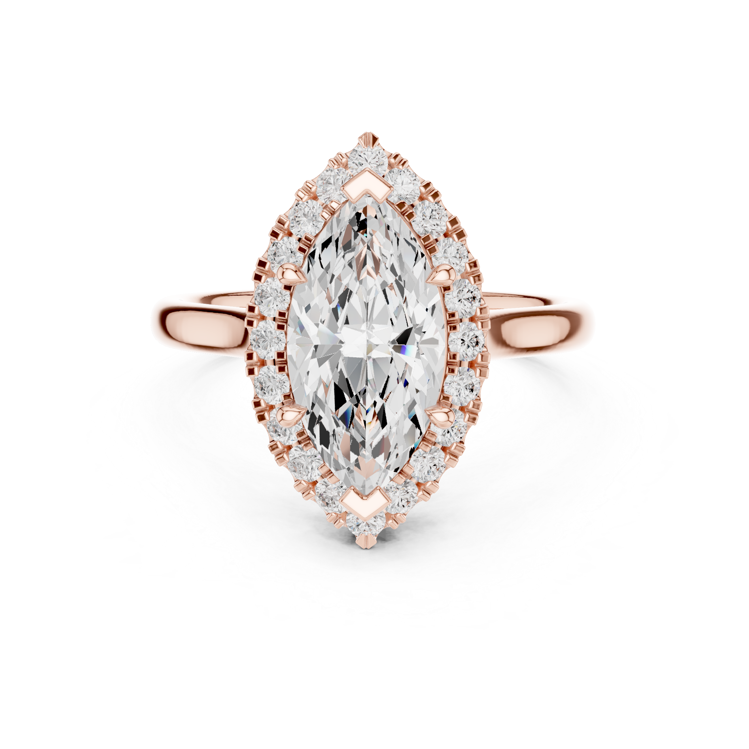 Marquise Halo Split Shank Diamond Ring