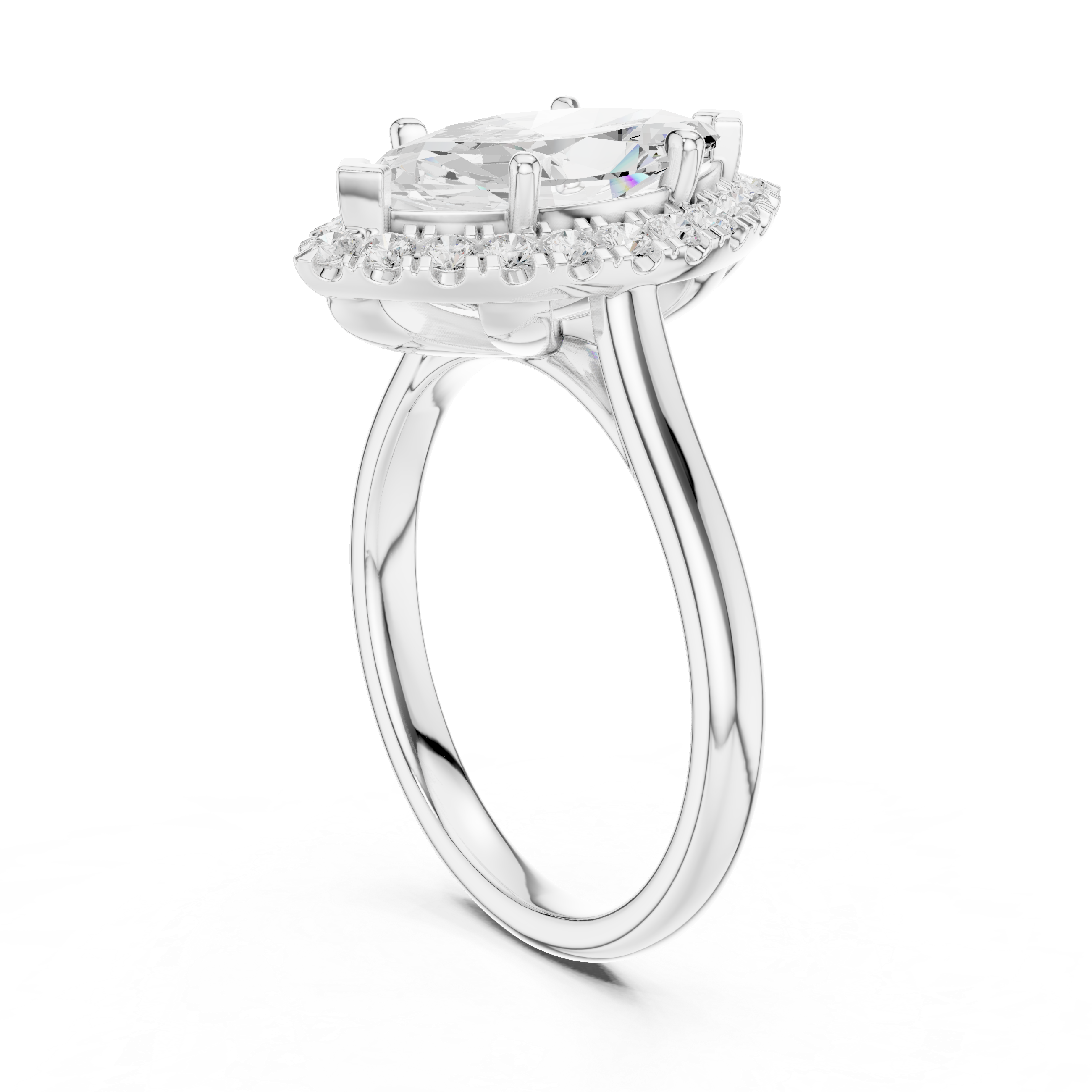 Marquise Halo Split Shank Diamond Ring