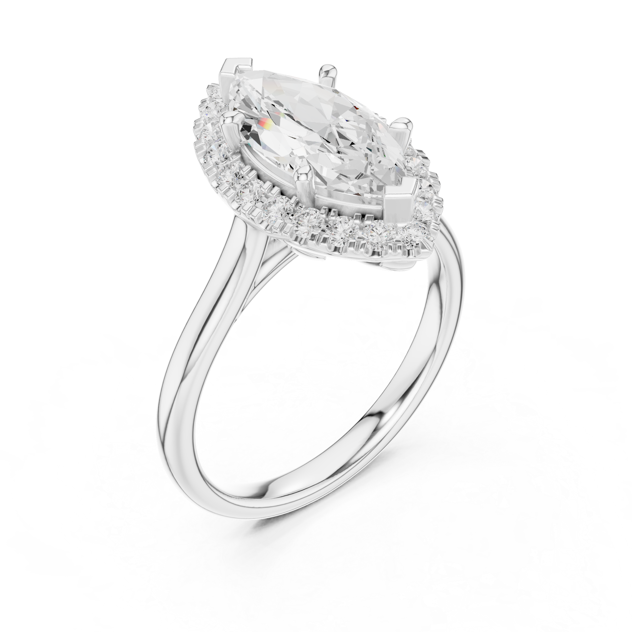 Marquise Halo Split Shank Diamond Ring