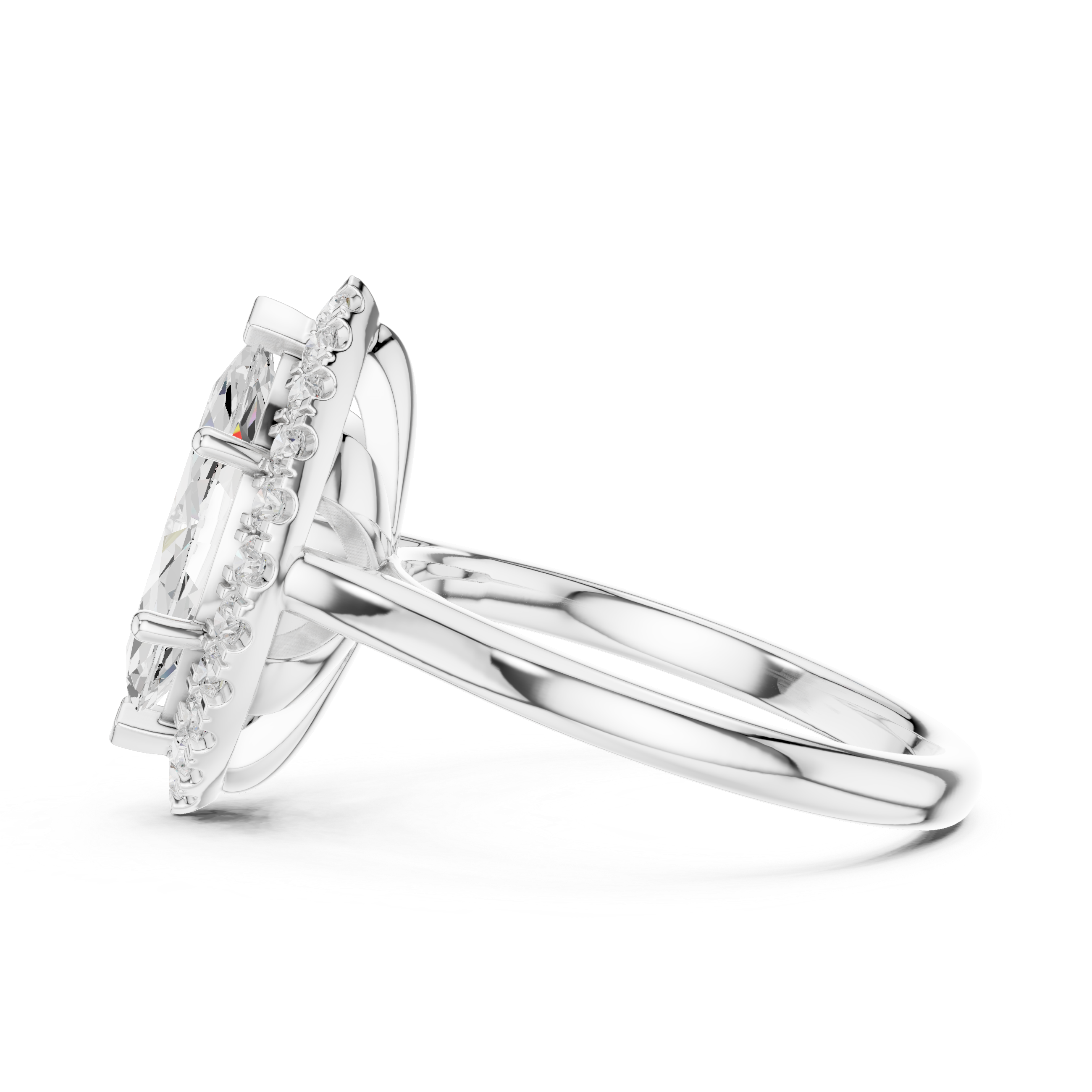 Marquise Halo Split Shank Diamond Ring