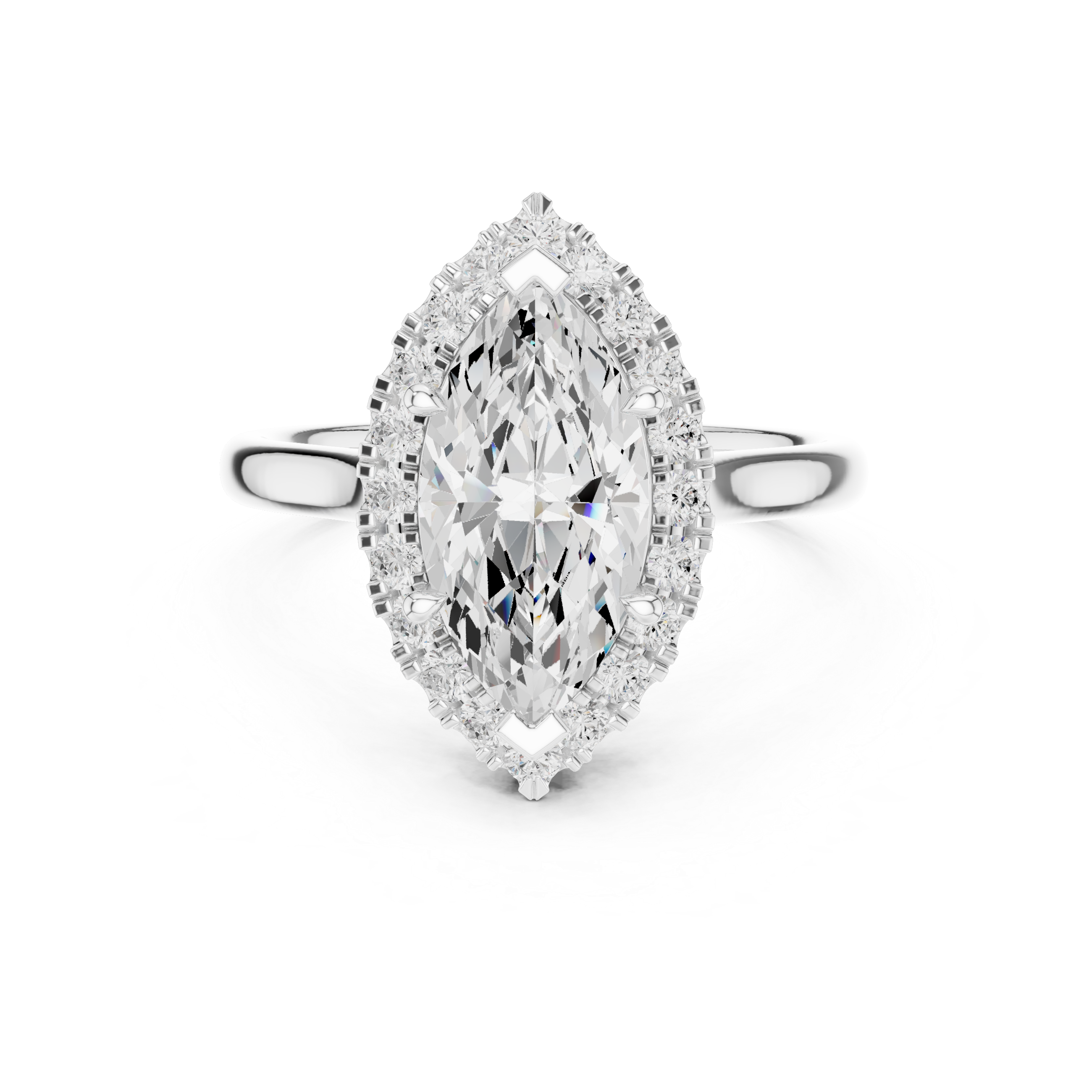 Marquise Halo Split Shank Diamond Ring