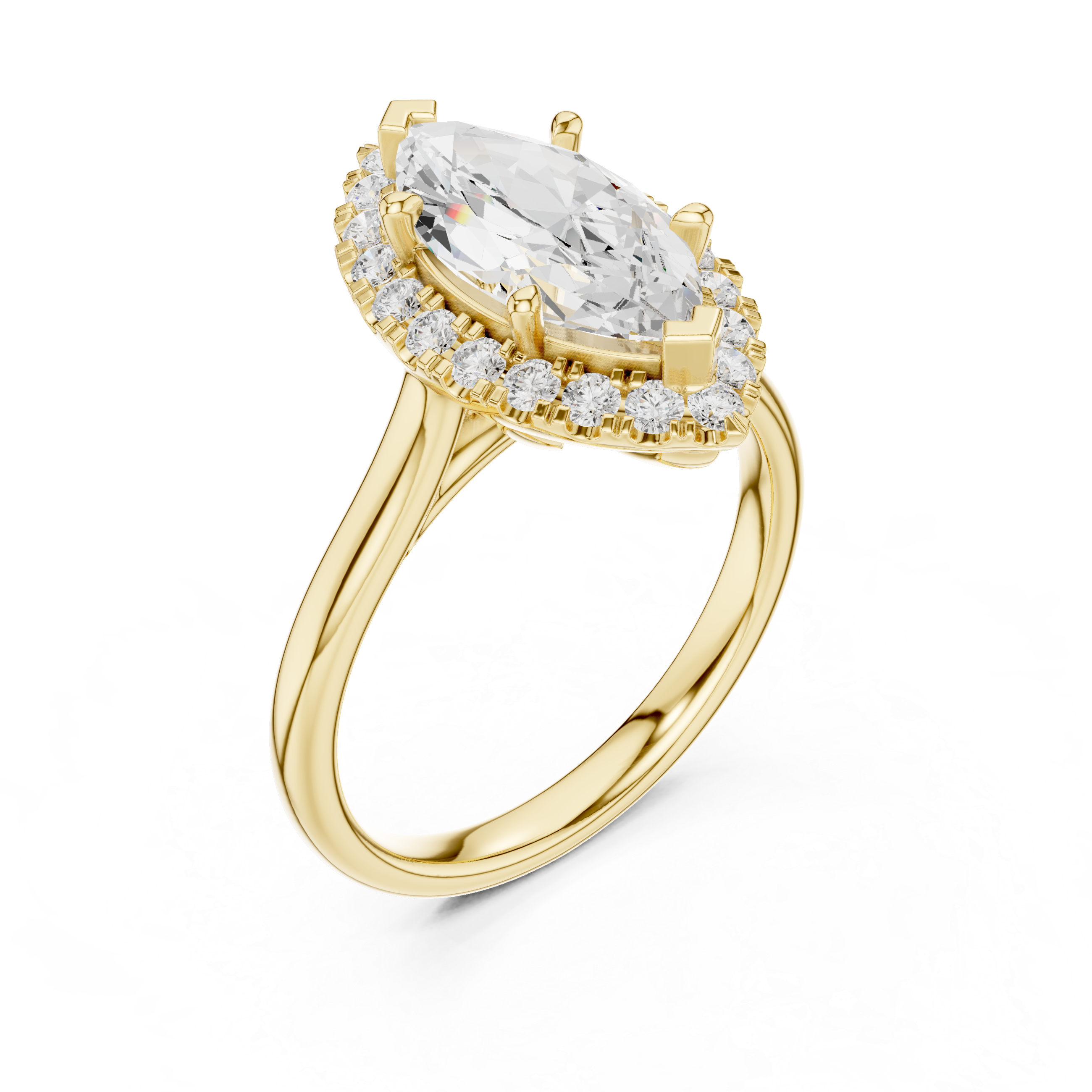 Marquise Halo Split Shank Diamond Ring