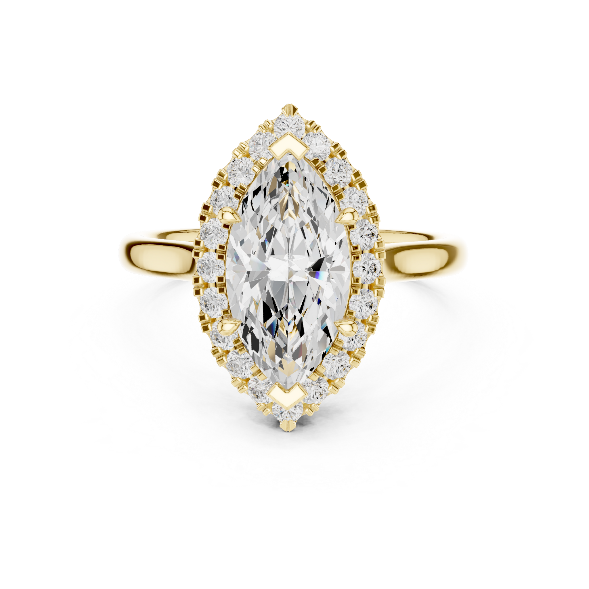 Marquise Halo Split Shank Diamond Ring