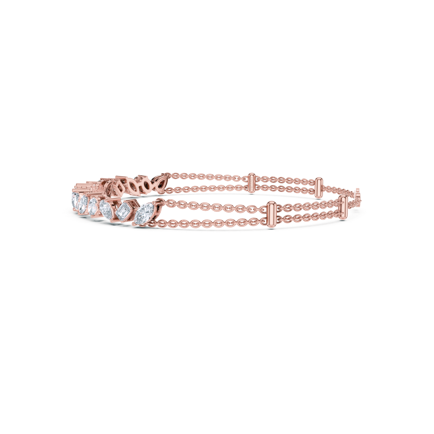 Multi-Cut Diamond Double Chain Bracelet