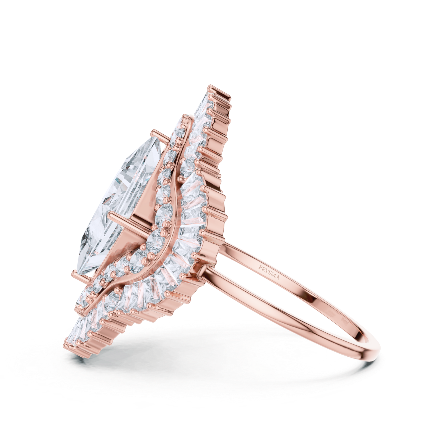 Regal Radiance Baguette Halo Ring