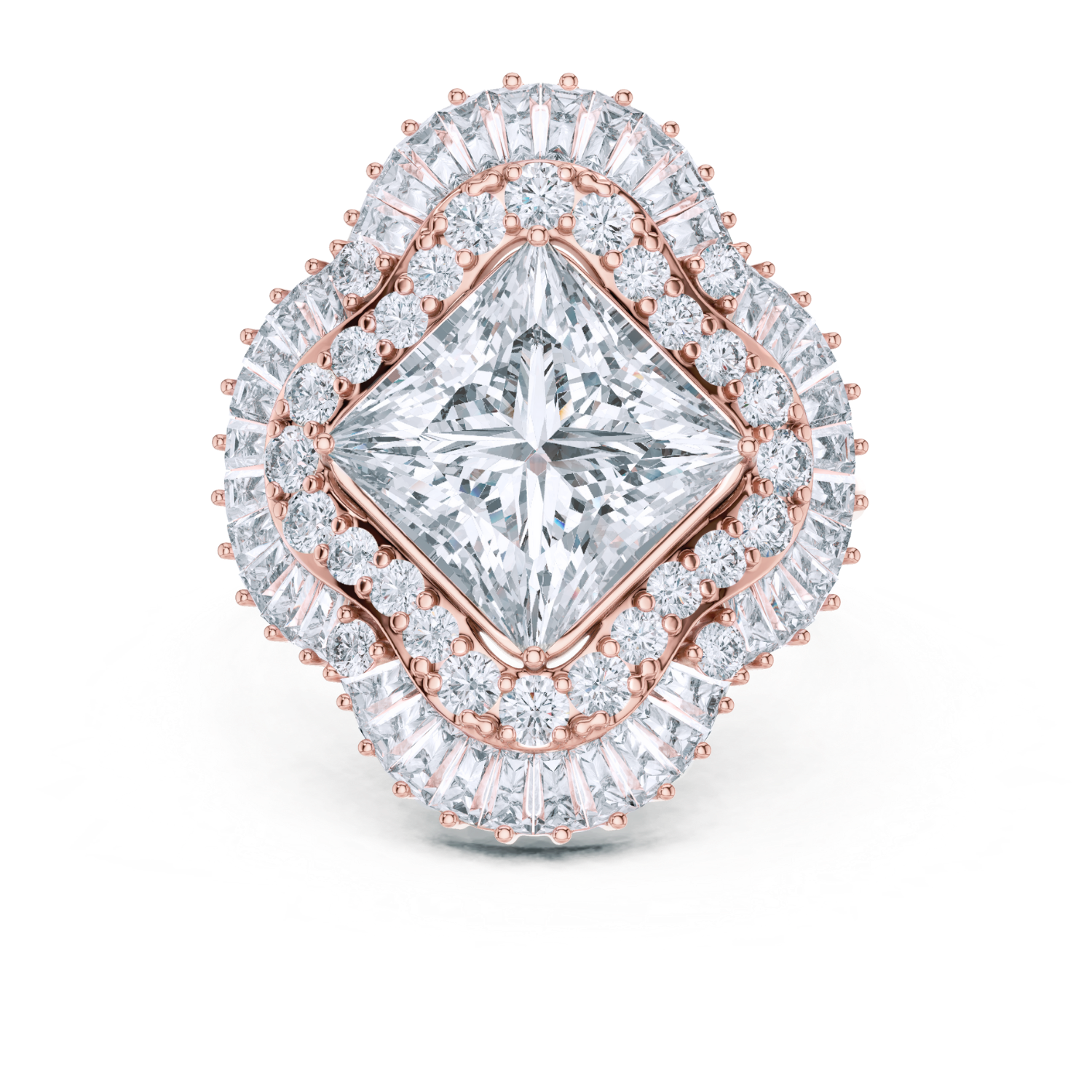 Regal Radiance Baguette Halo Ring