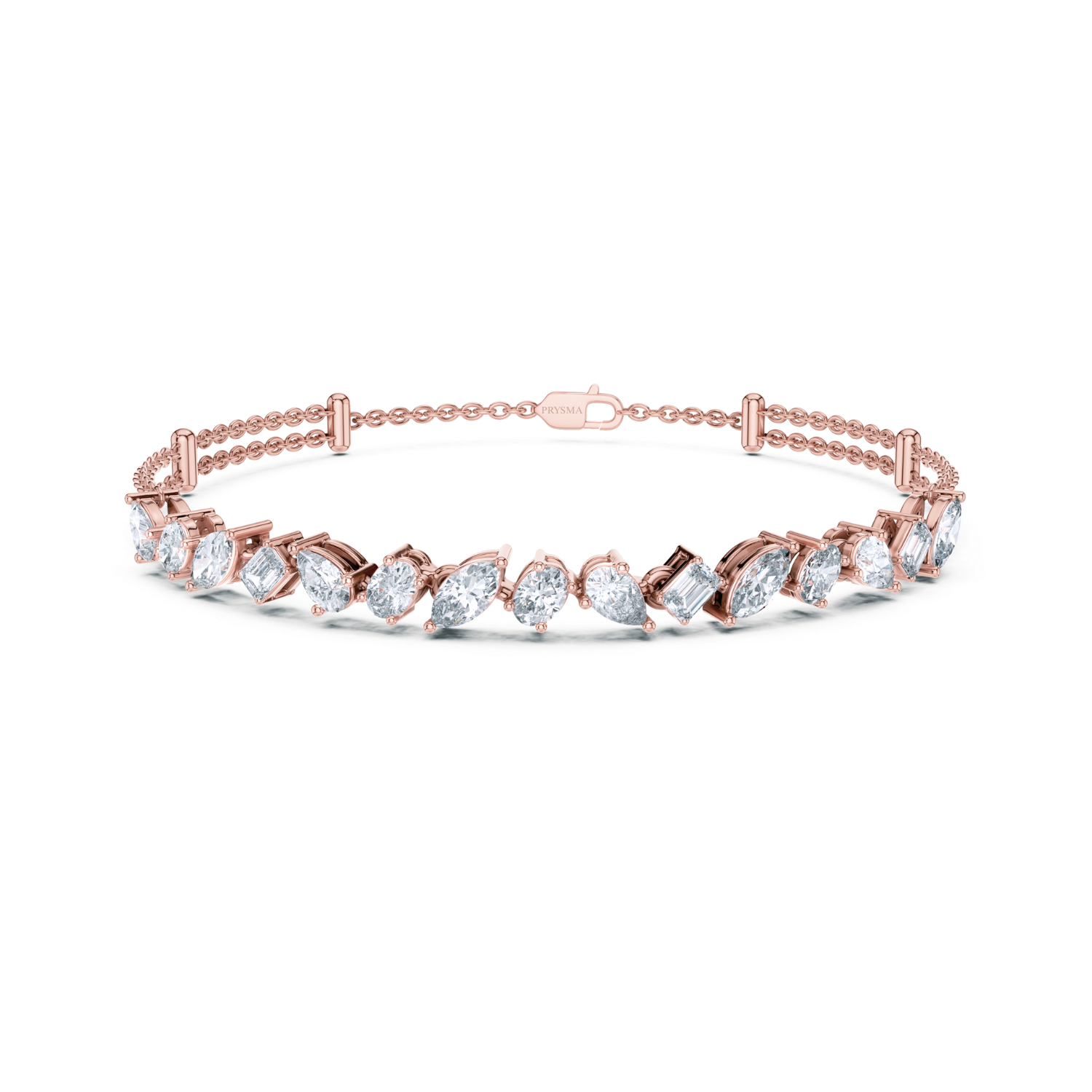 Multi-Cut Diamond Double Chain Bracelet