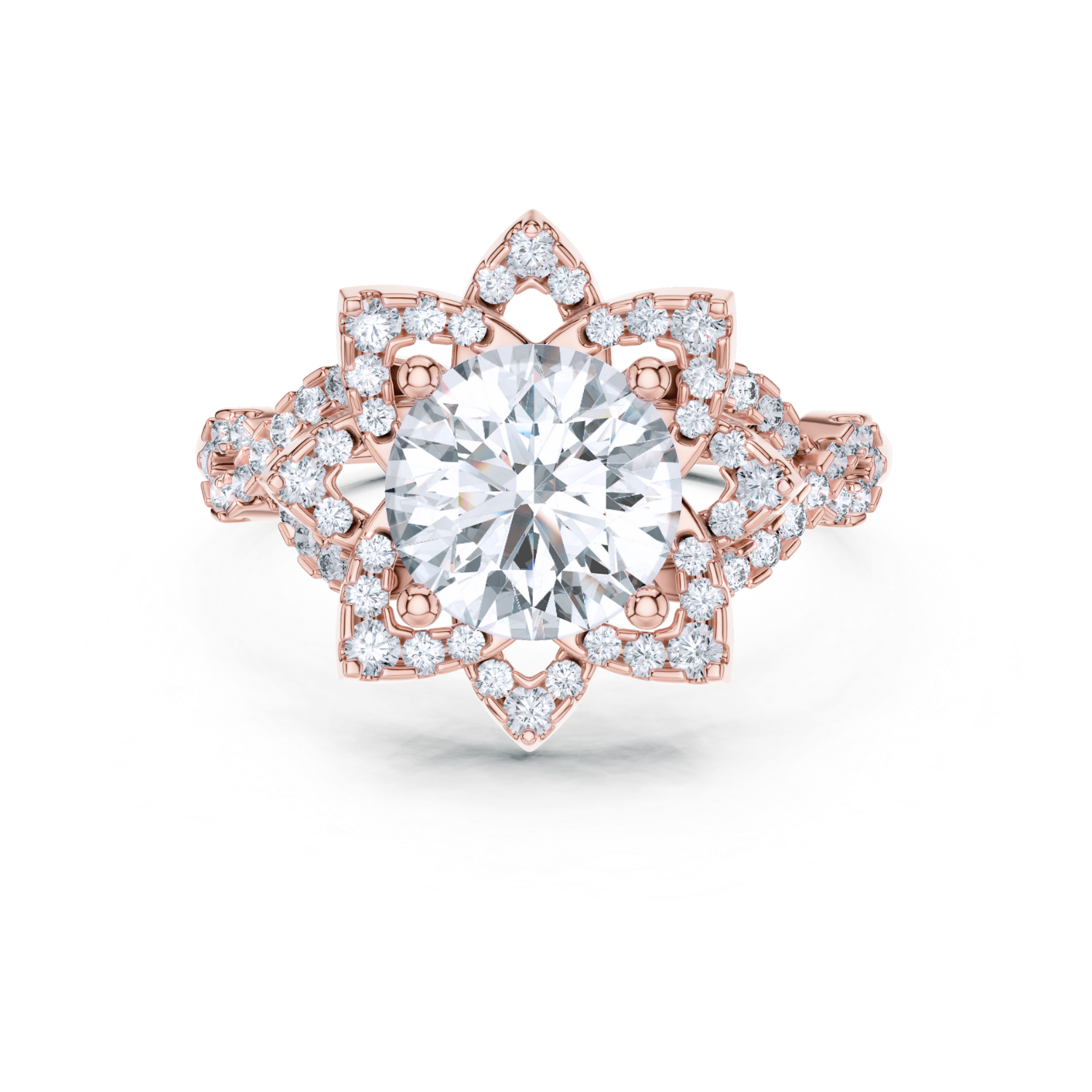 Floral Halo Round Diamond Ring
