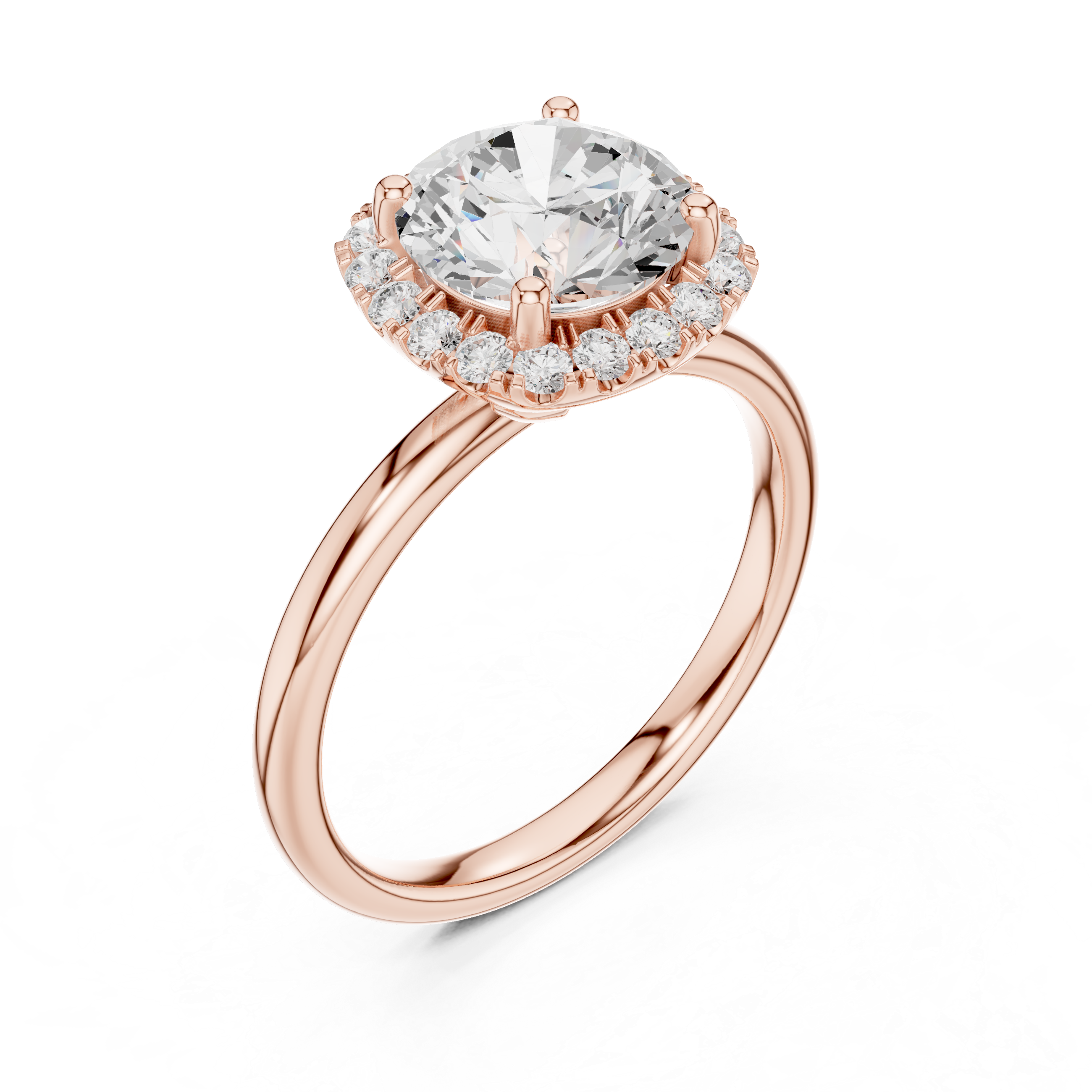 Halo Diamond Ring with Pave Band
