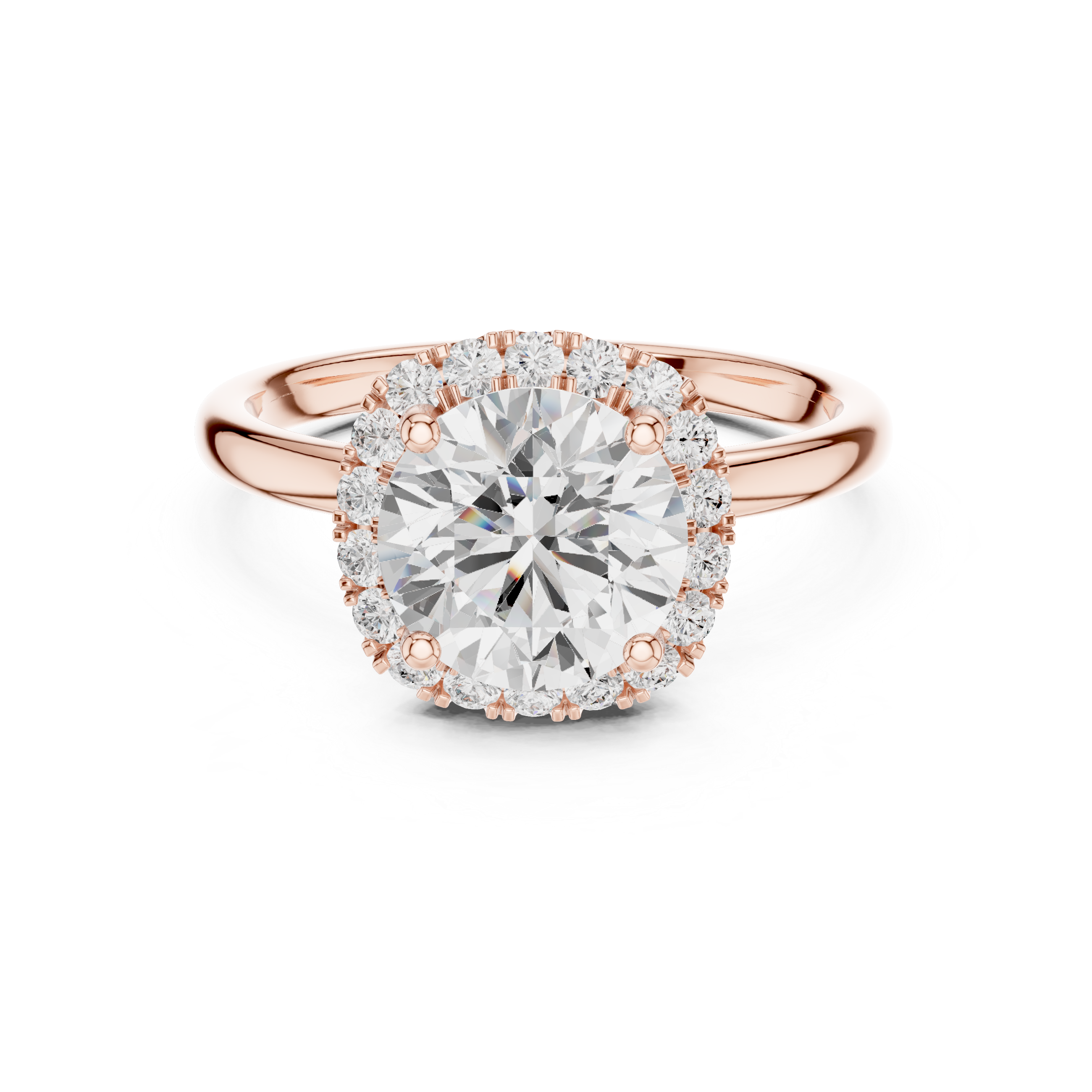 Halo Diamond Ring with Pave Band