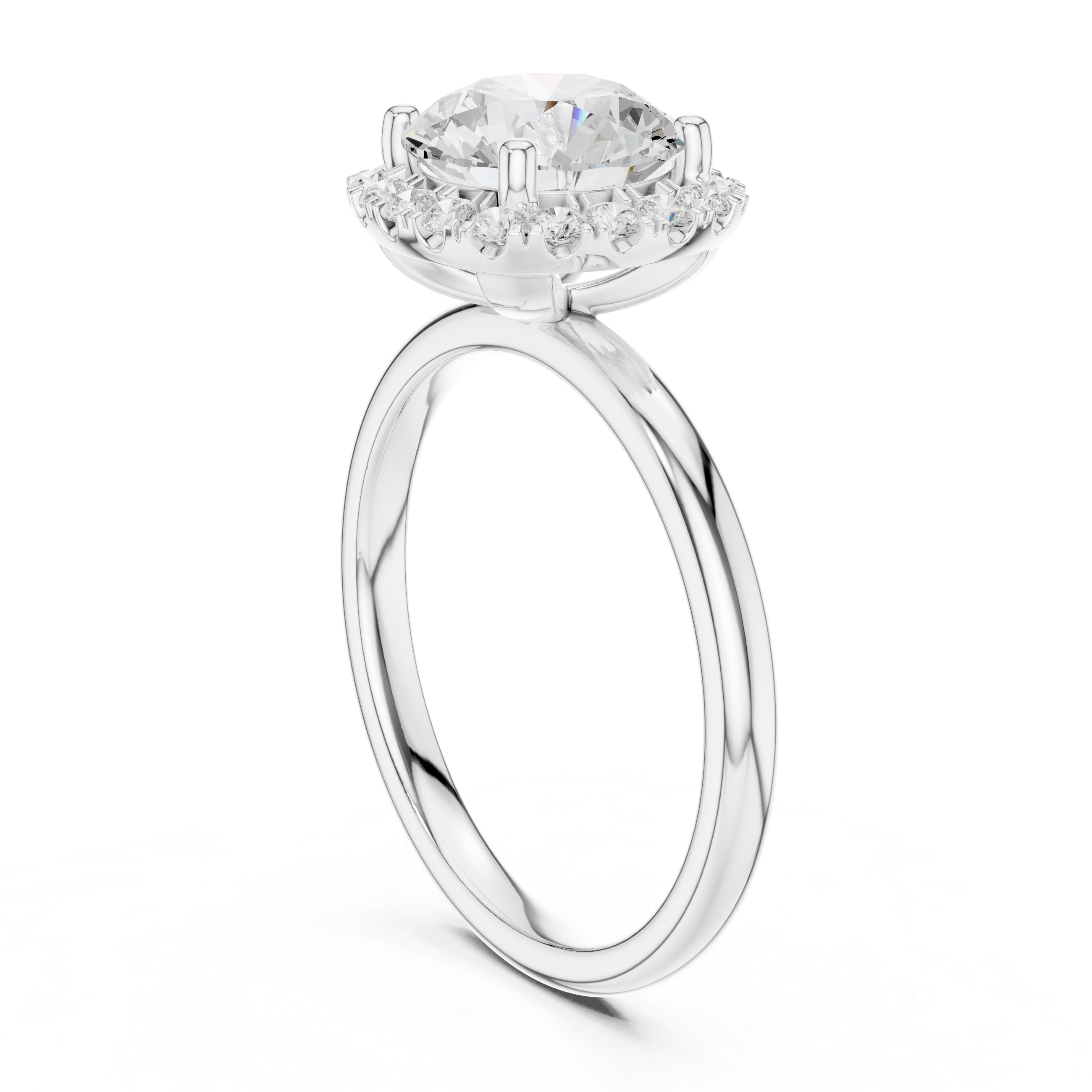 Halo Diamond Ring with Pave Band