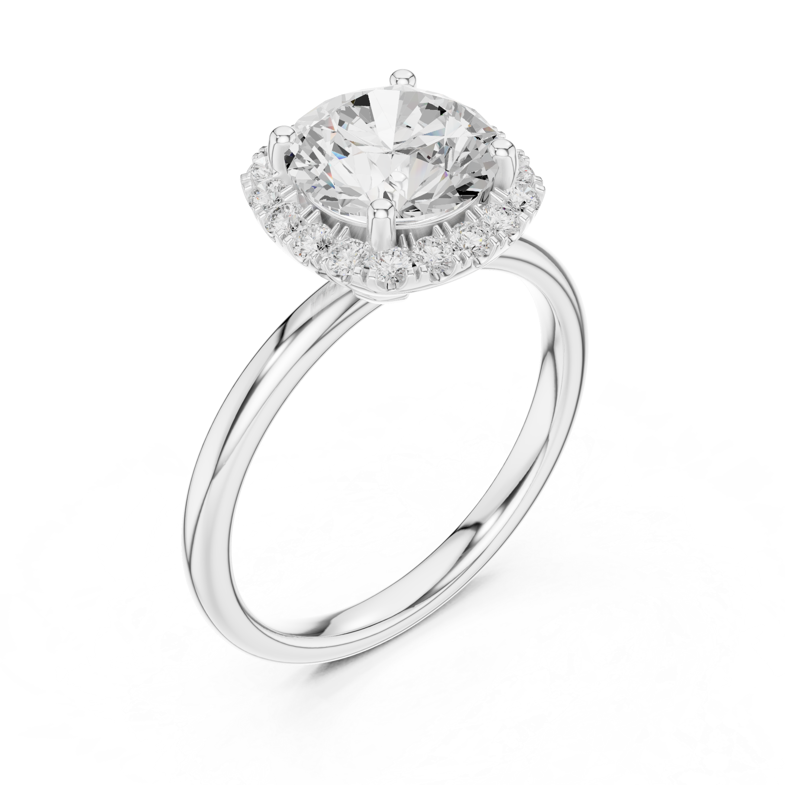 Halo Diamond Ring with Pave Band
