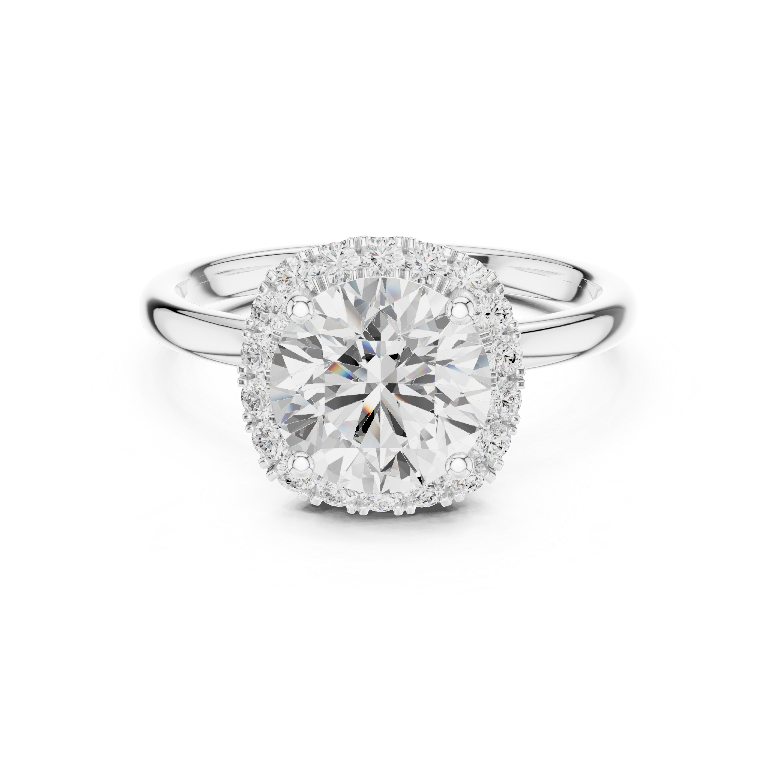 Halo Diamond Ring with Pave Band