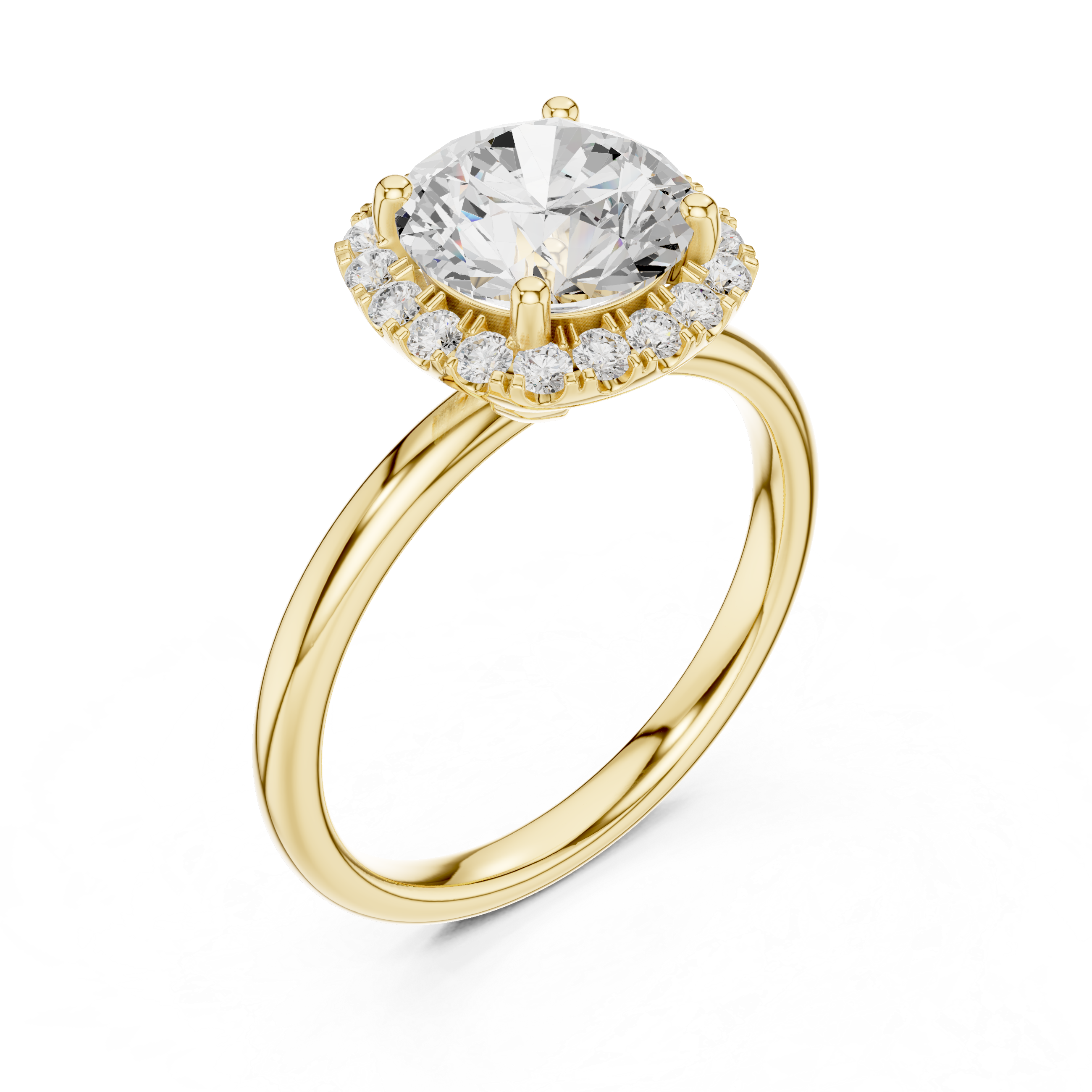 Halo Diamond Ring with Pave Band