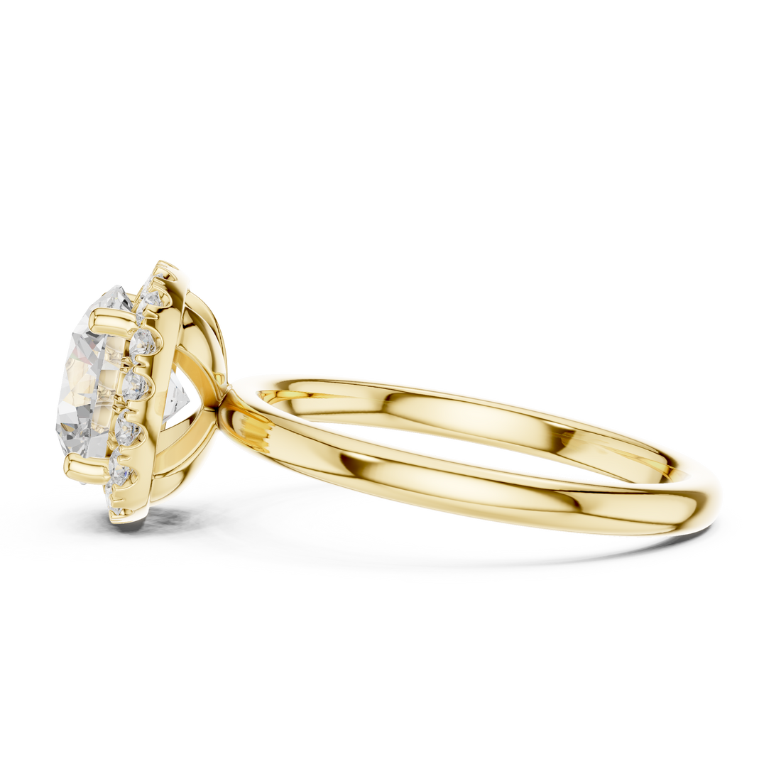 Halo Diamond Ring with Pave Band