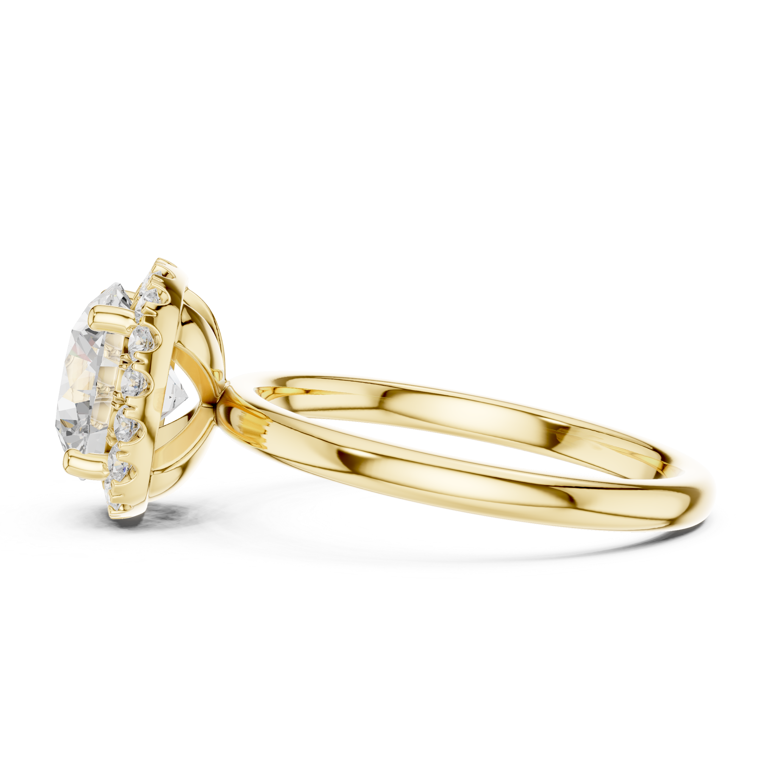 Halo Diamond Ring with Pave Band