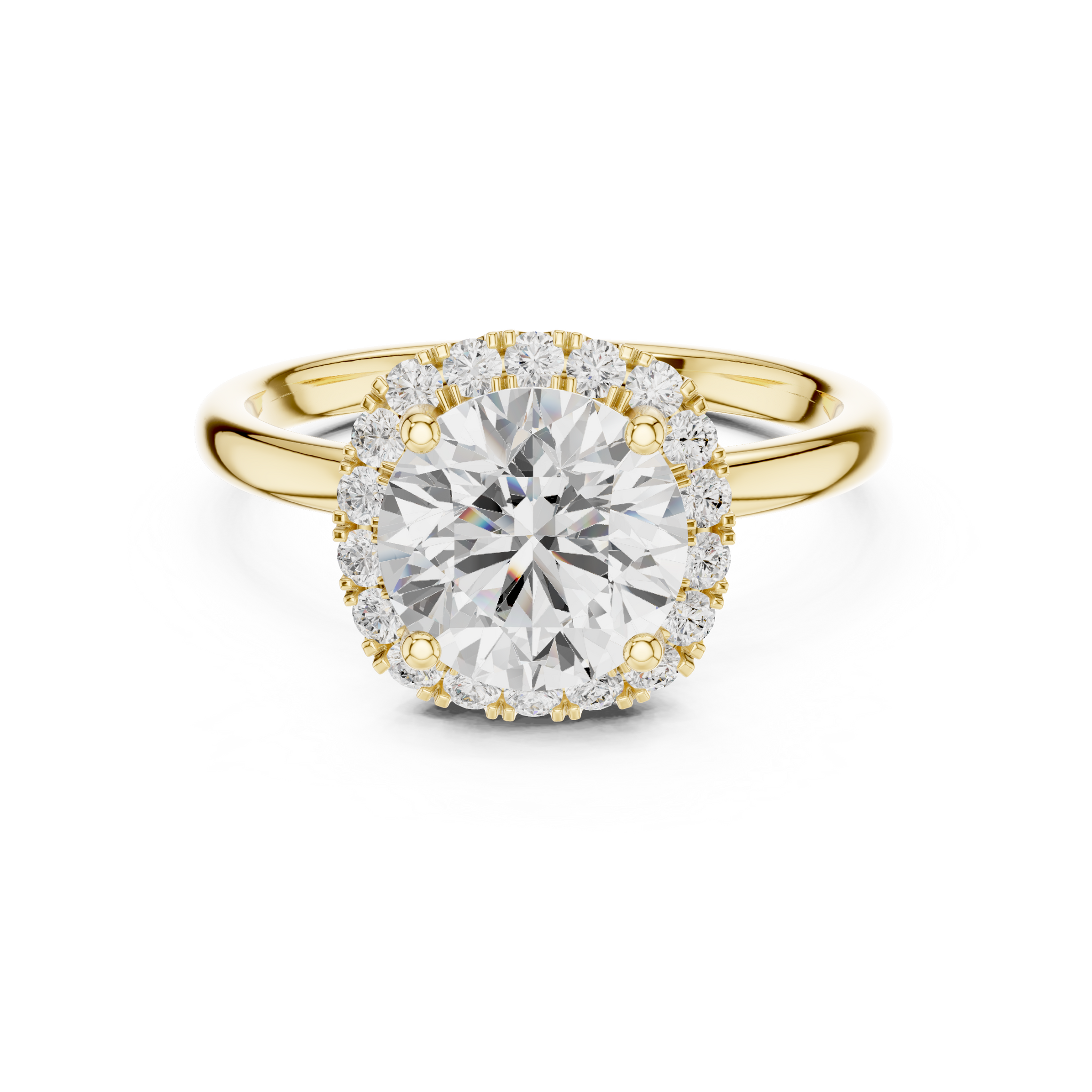 Halo Diamond Ring with Pave Band