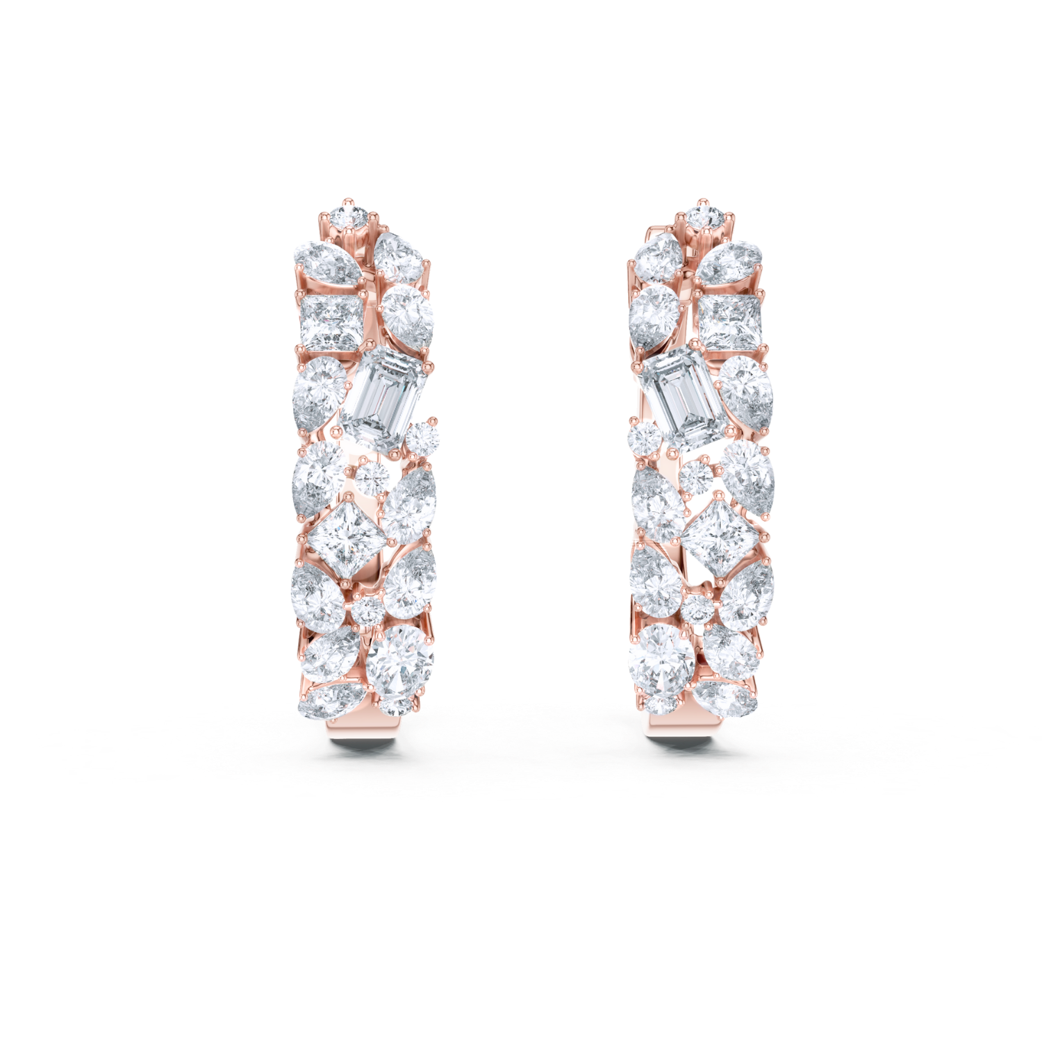 Radiant Bloom Diamond Huggie Hoops