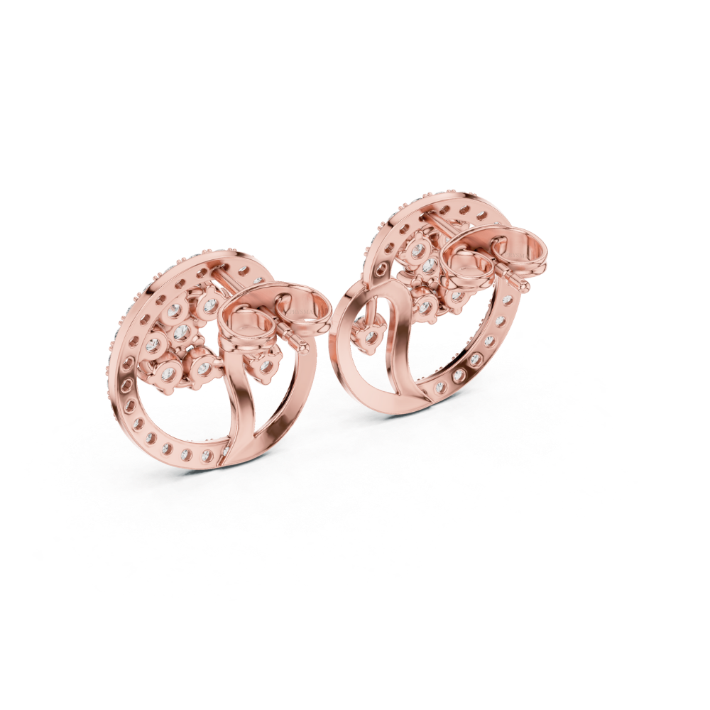 Floral Paisley Diamond Stud Earrings