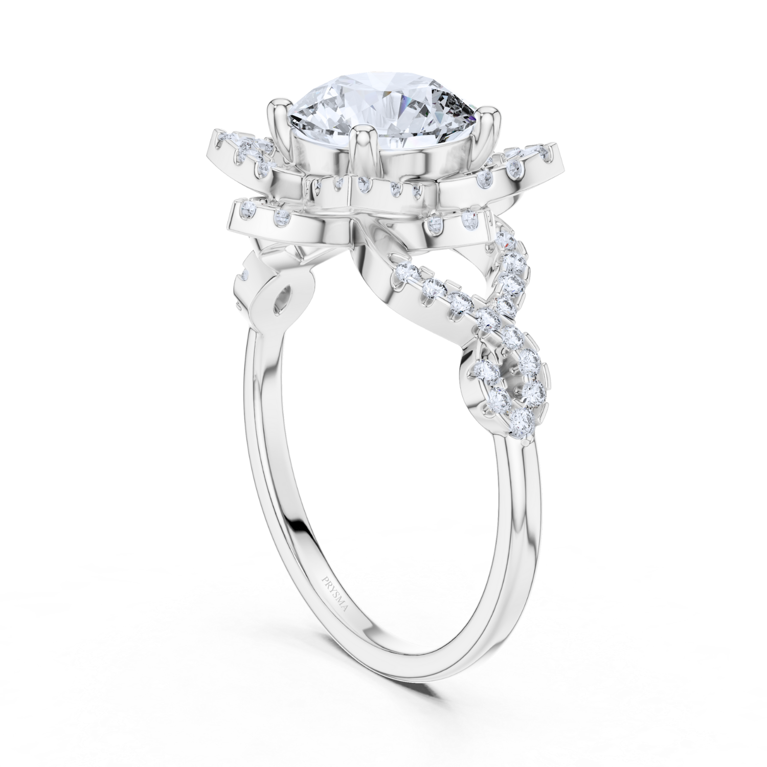 Floral Halo Round Diamond Ring