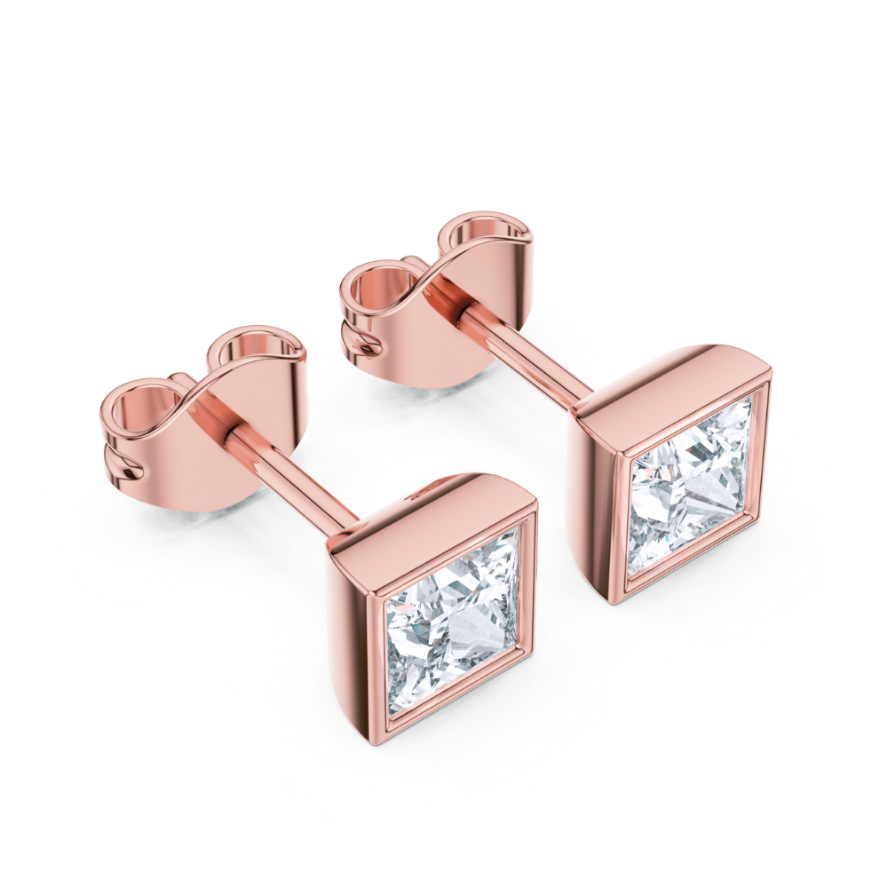 Modern Bezel Square Stud Earrings
