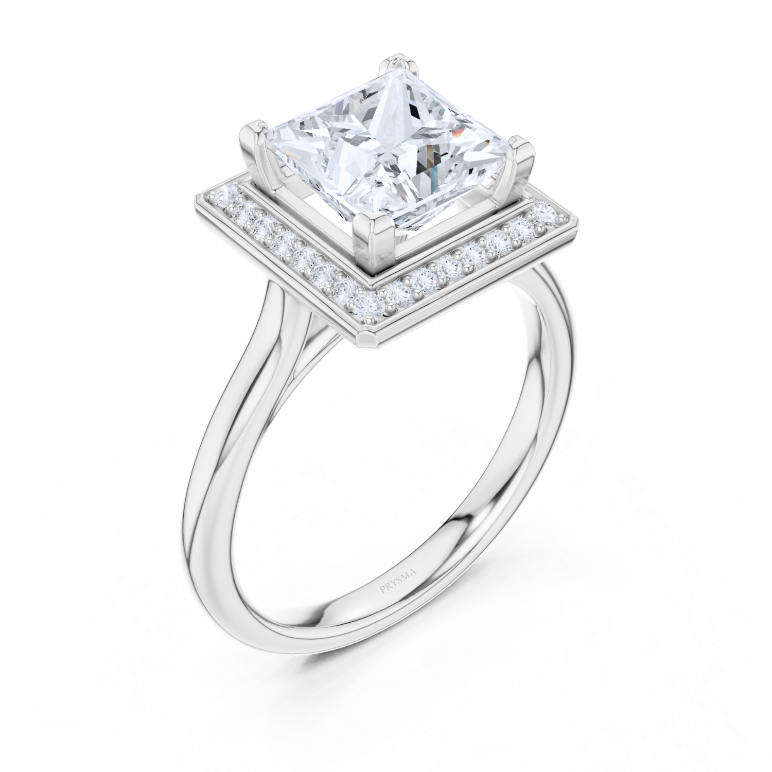Princess-Cut Halo Diamond Ring