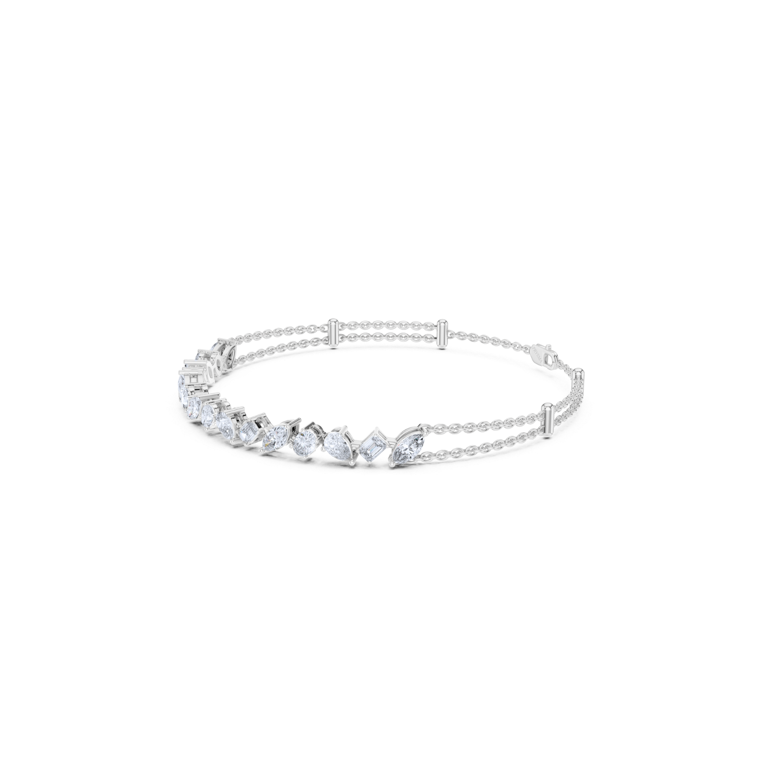 Multi-Cut Diamond Double Chain Bracelet
