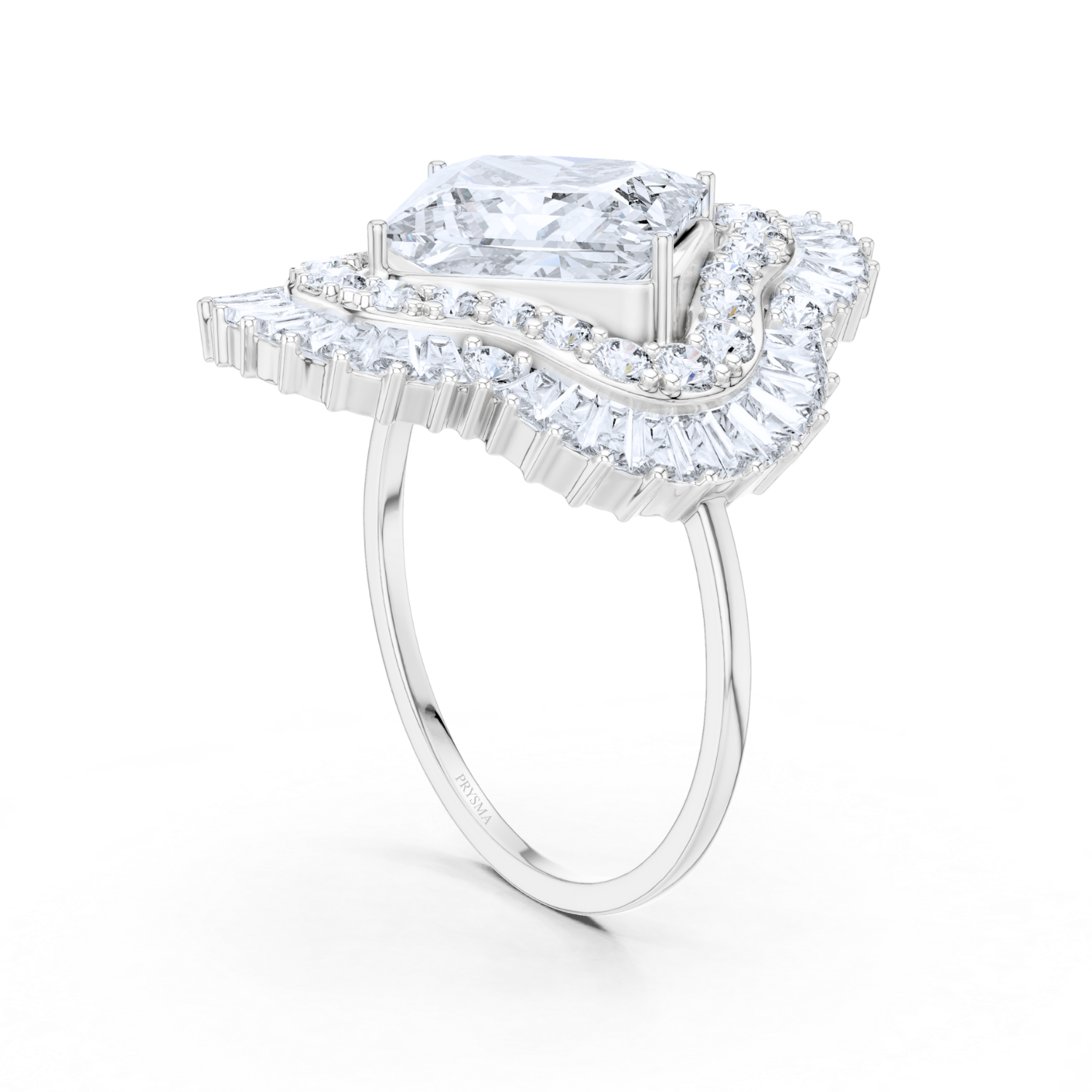 Regal Radiance Baguette Halo Ring