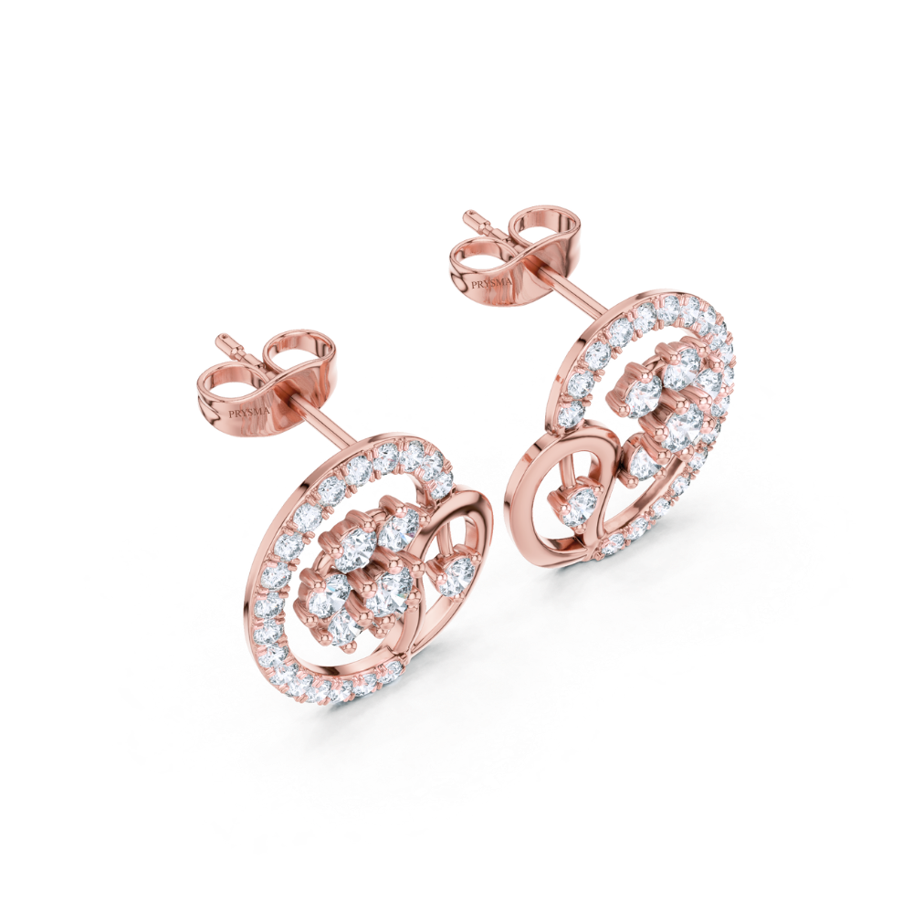 Floral Paisley Diamond Stud Earrings