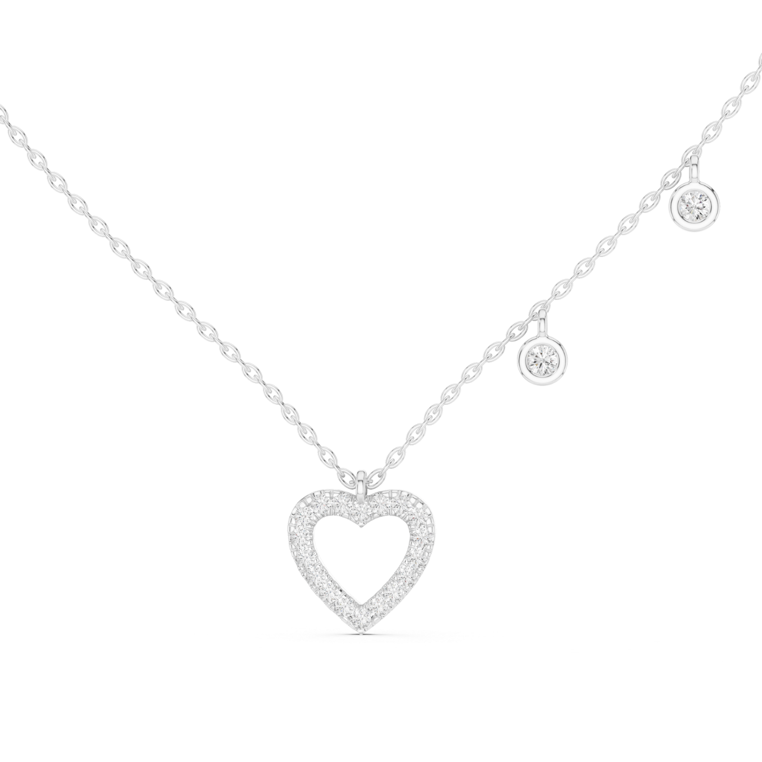 Heart Motif Diamond Drop Necklace