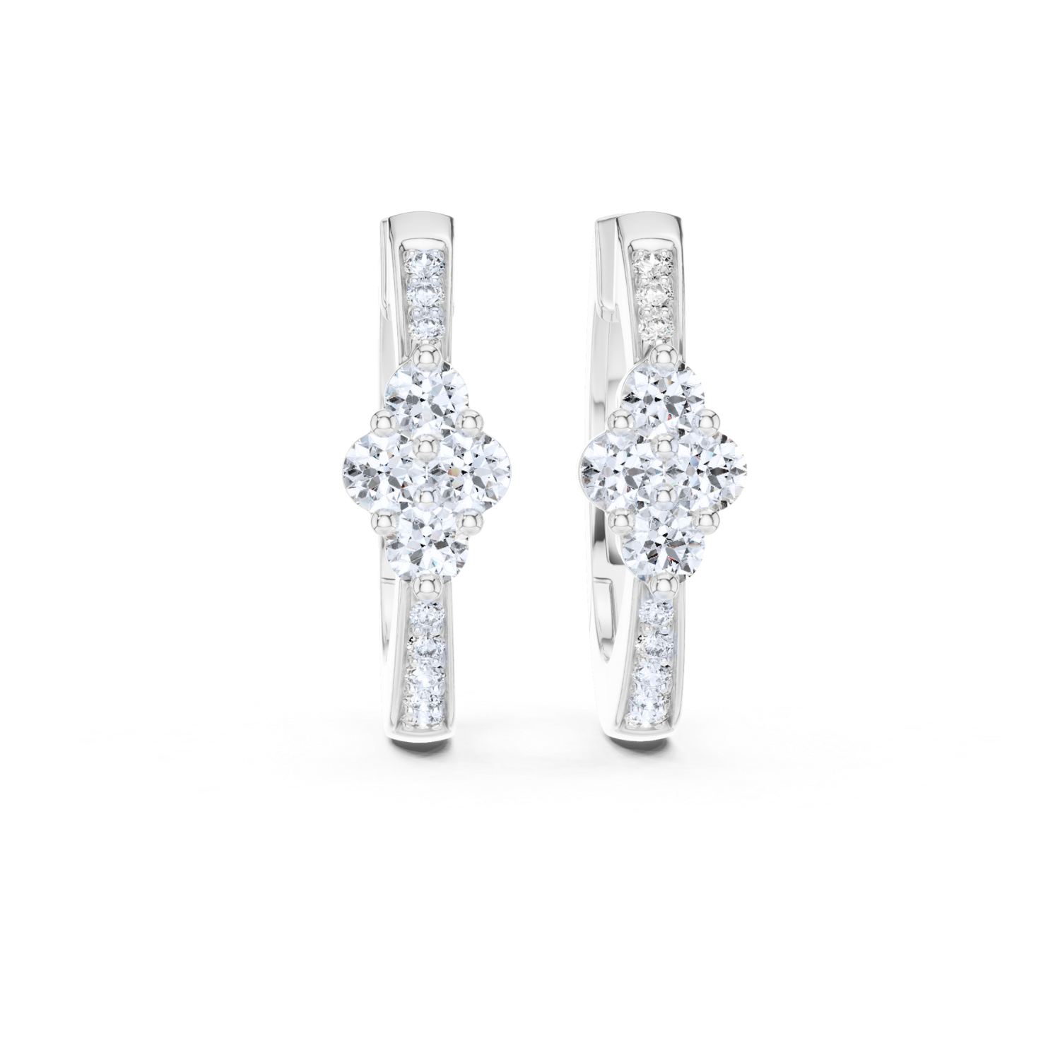 Diamond Cluster Hoop Earrings