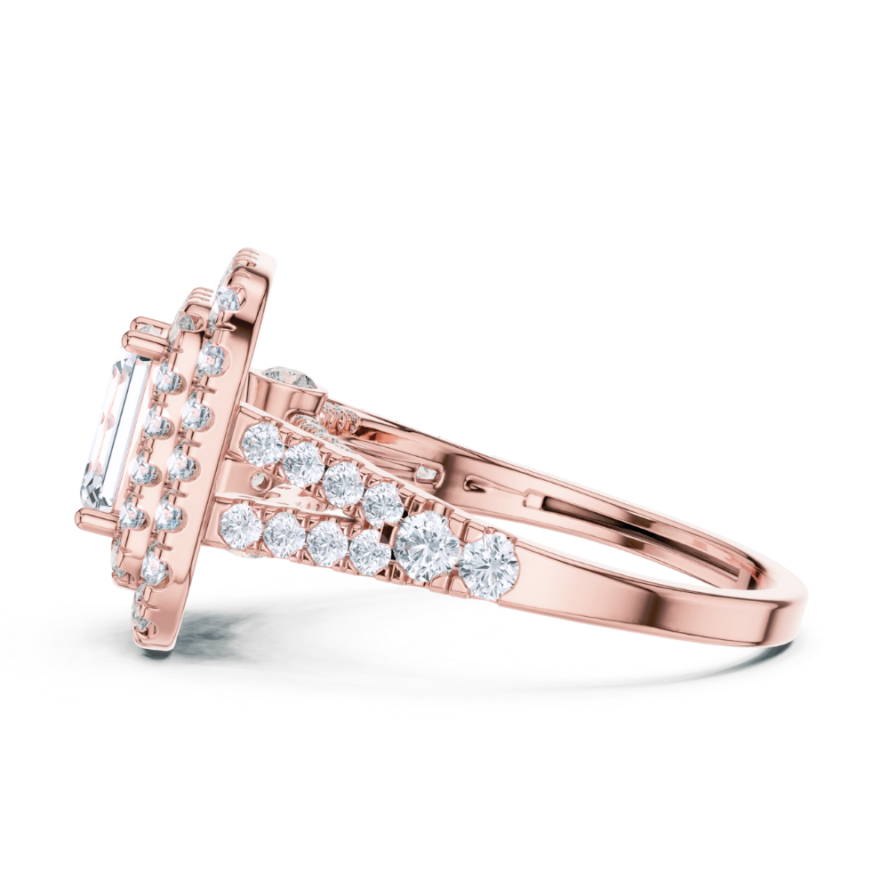 Majestic Double Halo Emerald-Cut Ring