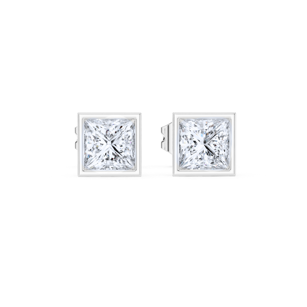 Modern Bezel Square Stud Earrings