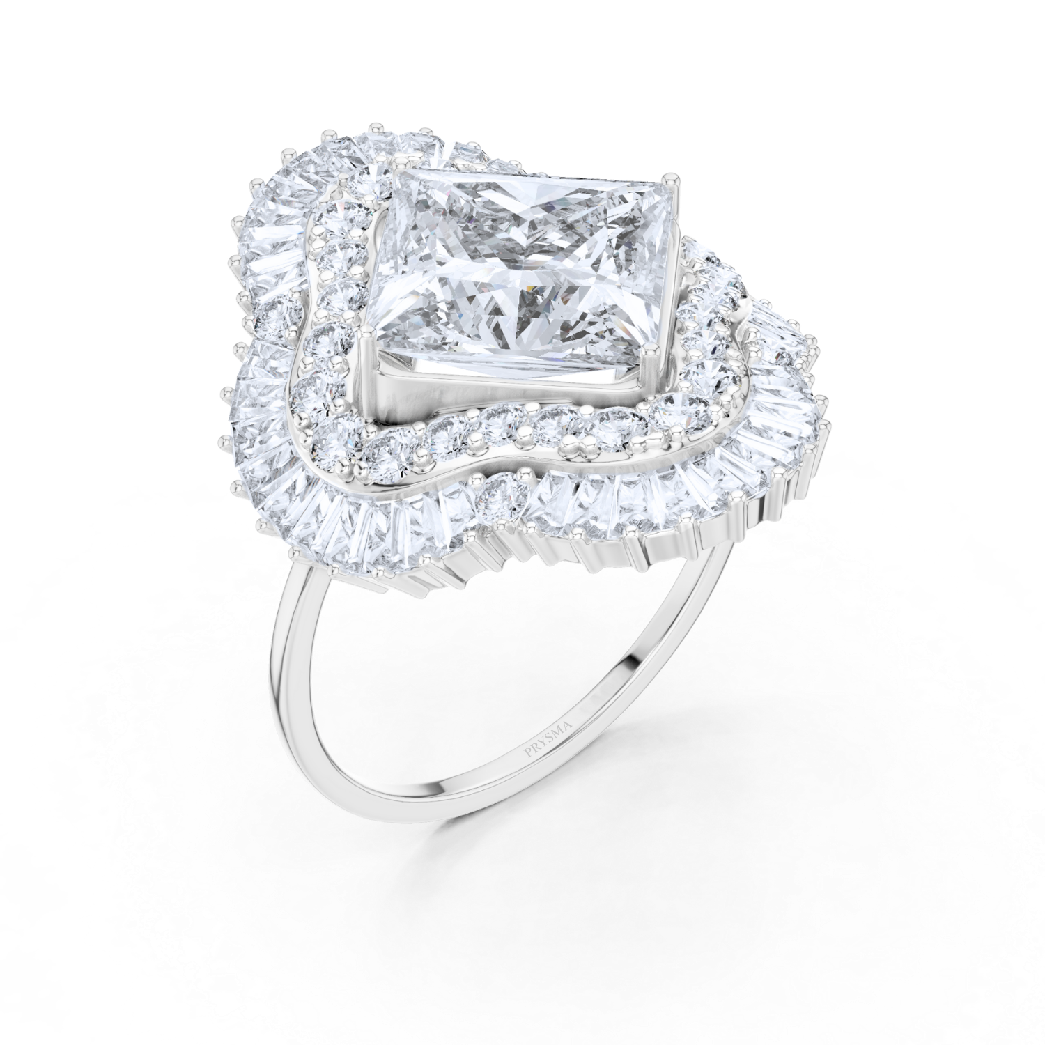 Regal Radiance Baguette Halo Ring