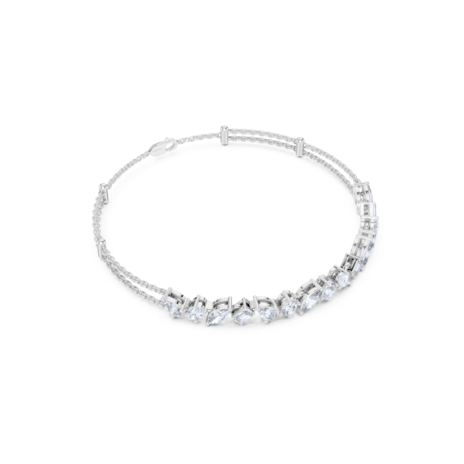 Multi-Cut Diamond Double Chain Bracelet