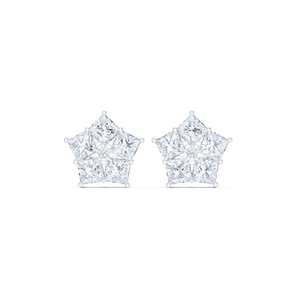 Regal Star Princess-Cut Diamond Earrings
