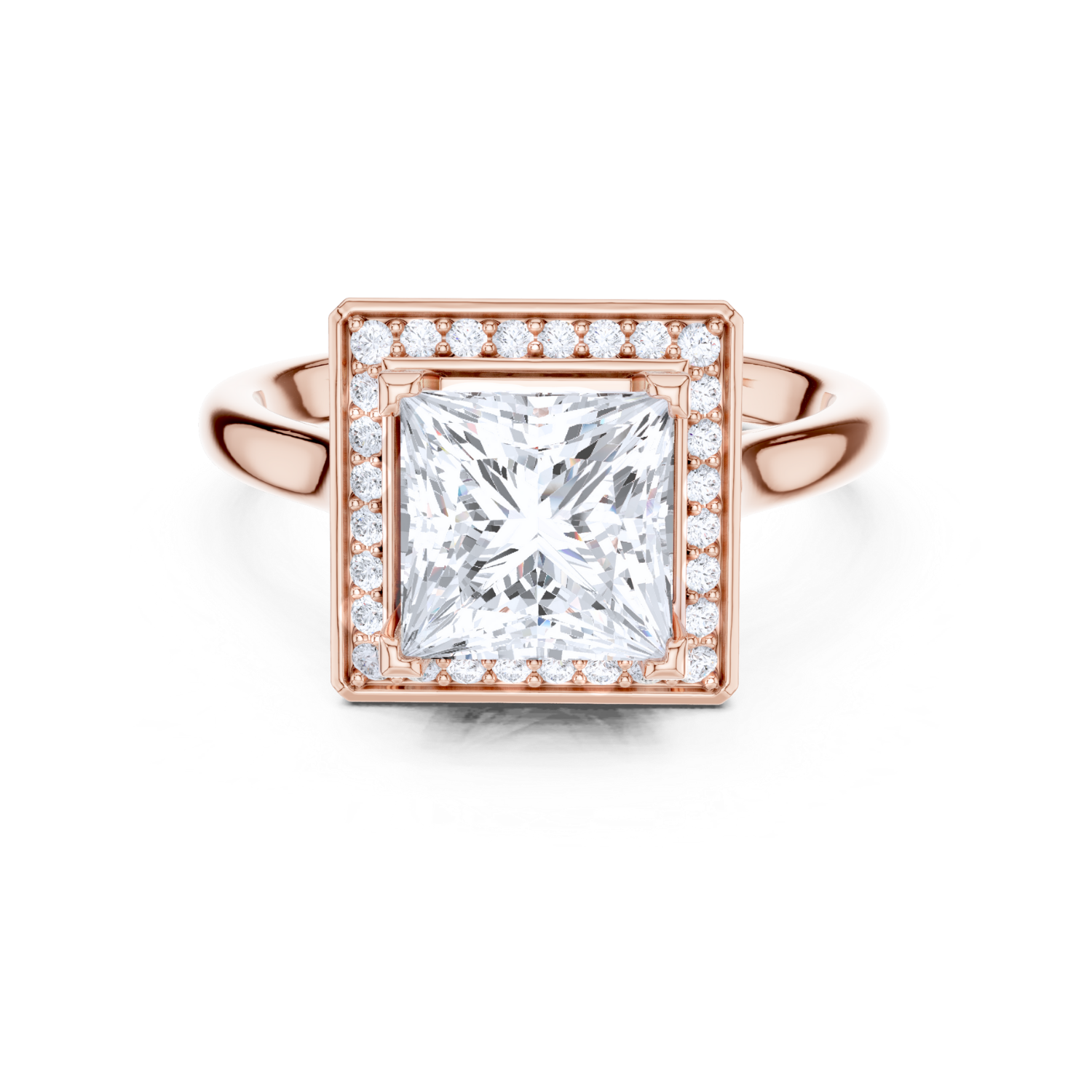 Princess-Cut Halo Diamond Ring
