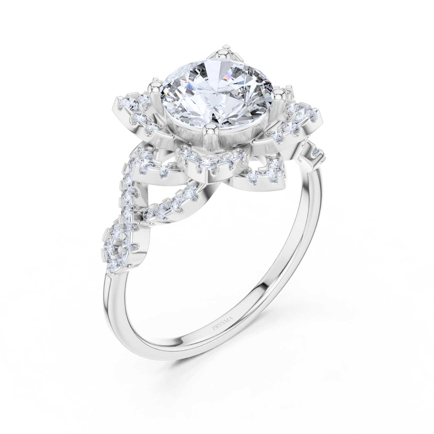 Floral Halo Round Diamond Ring