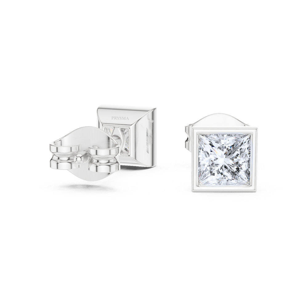 Modern Bezel Square Stud Earrings