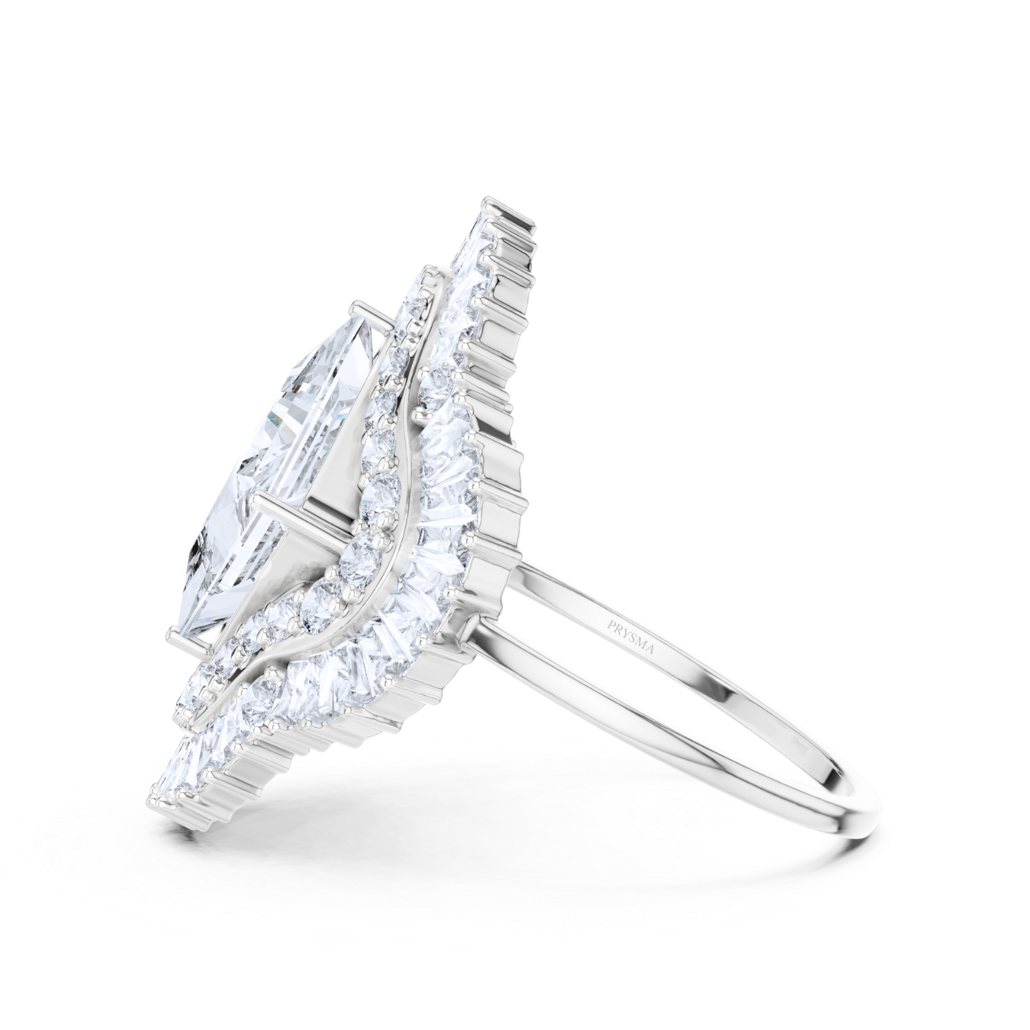 Regal Radiance Baguette Halo Ring
